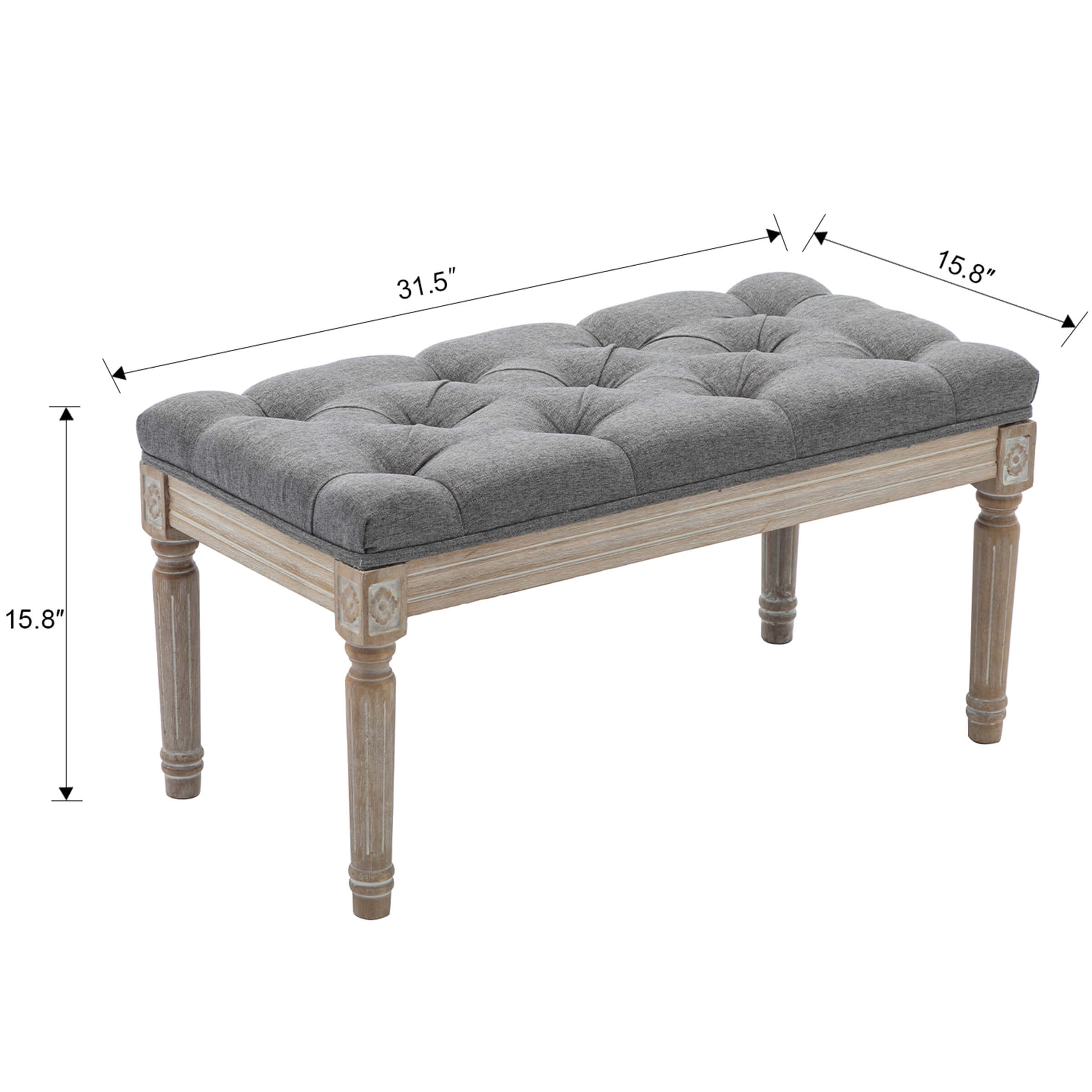 Kmax Fabric Wood Legs Dining Bench - 7537BH