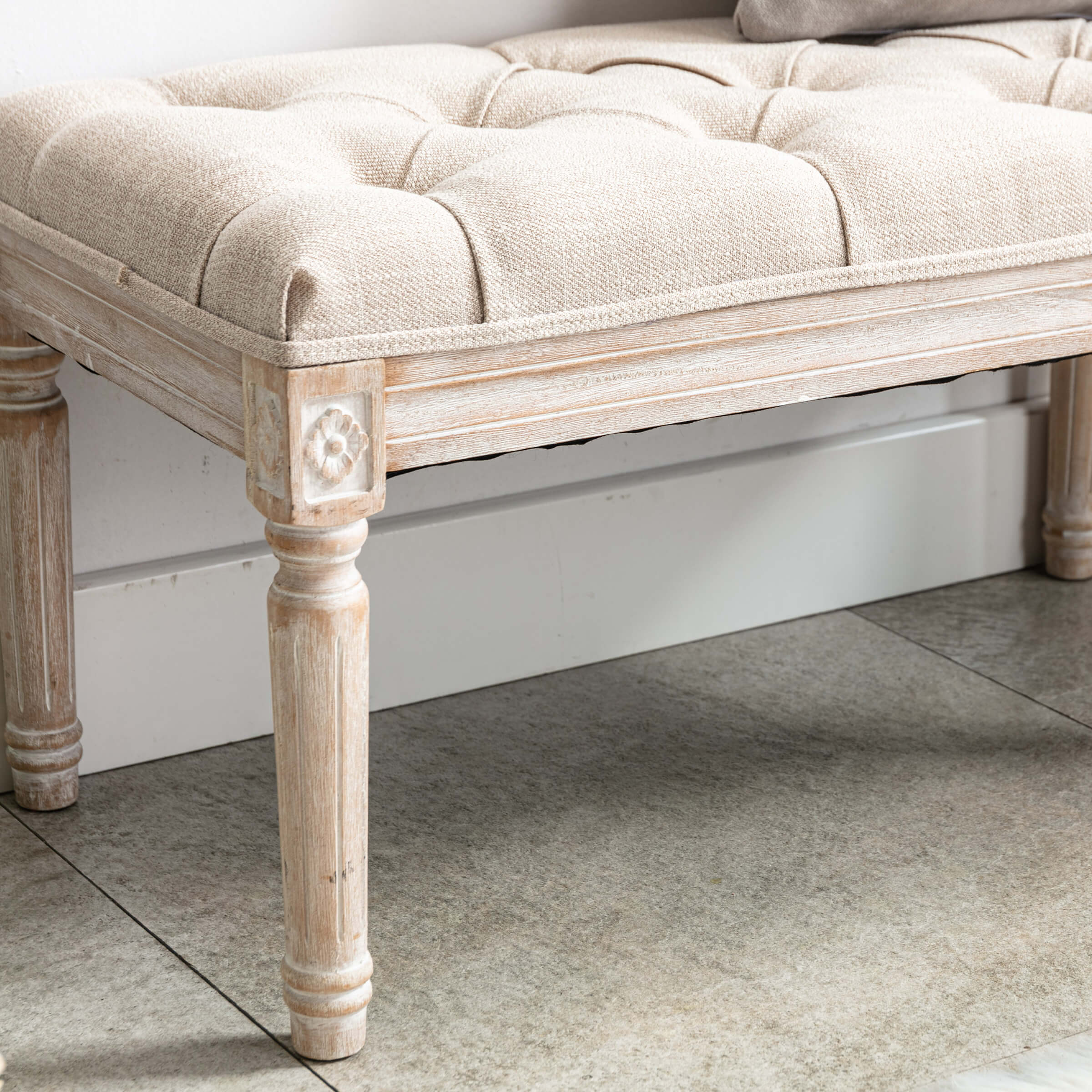 Fabric Wood Legs Dining Bench - 7537BH