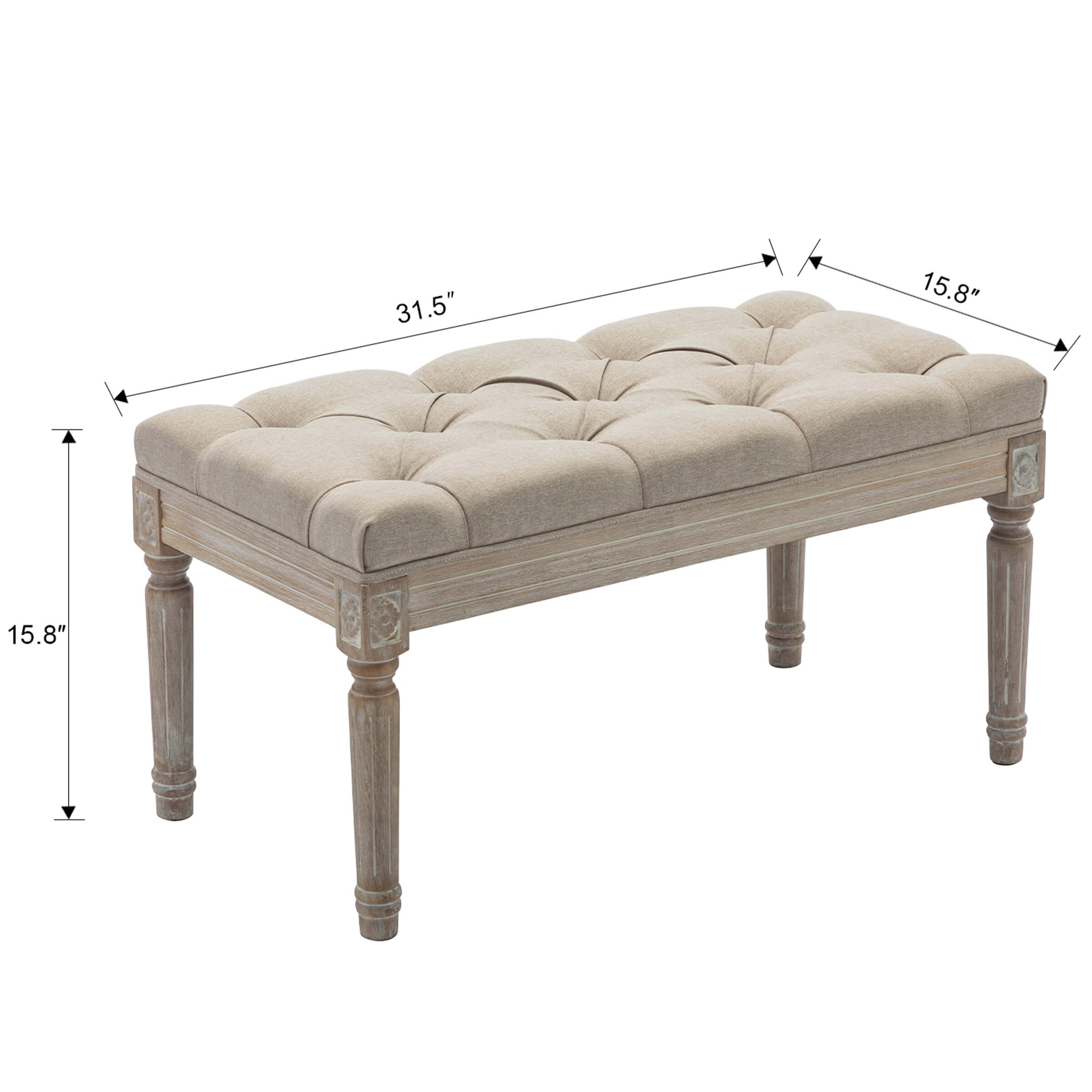 Kmax Fabric Wood Legs Dining Bench - 7537BH