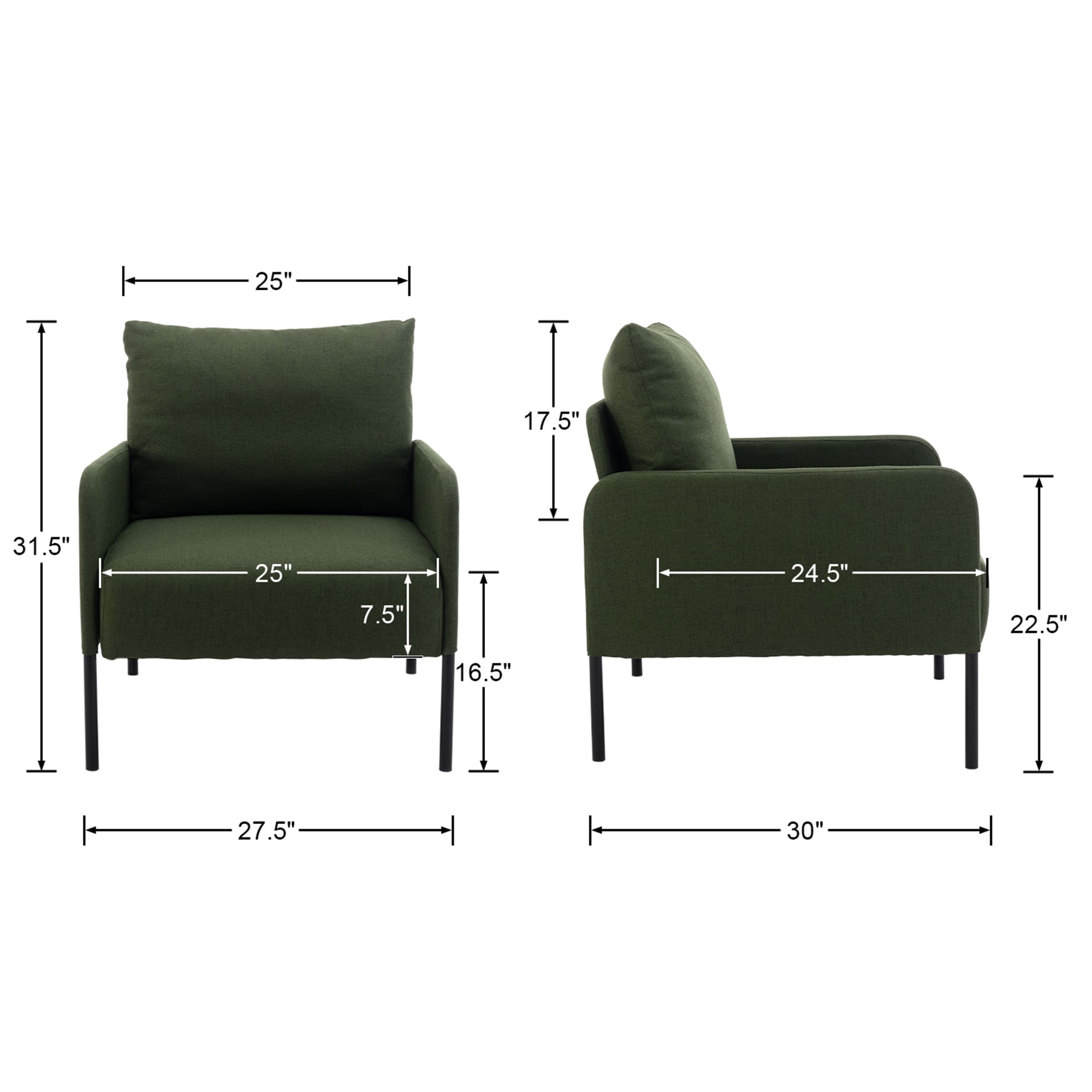 VESCASA Fabric Single Sofa Couch Accent Chair 1 PCS - 8313AC