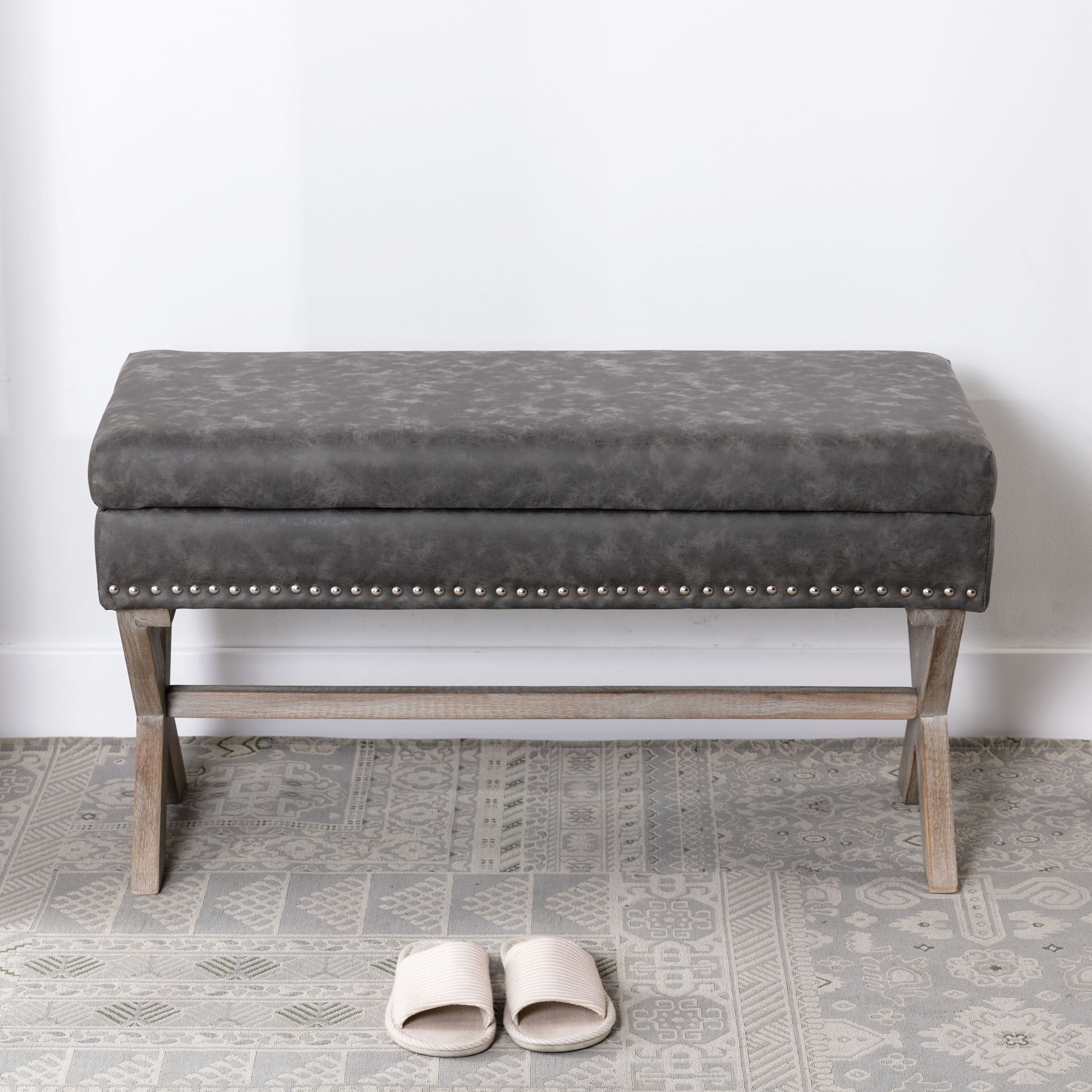 Kmax Fabric Storage Upholstered Entryway Bench - 7868BH