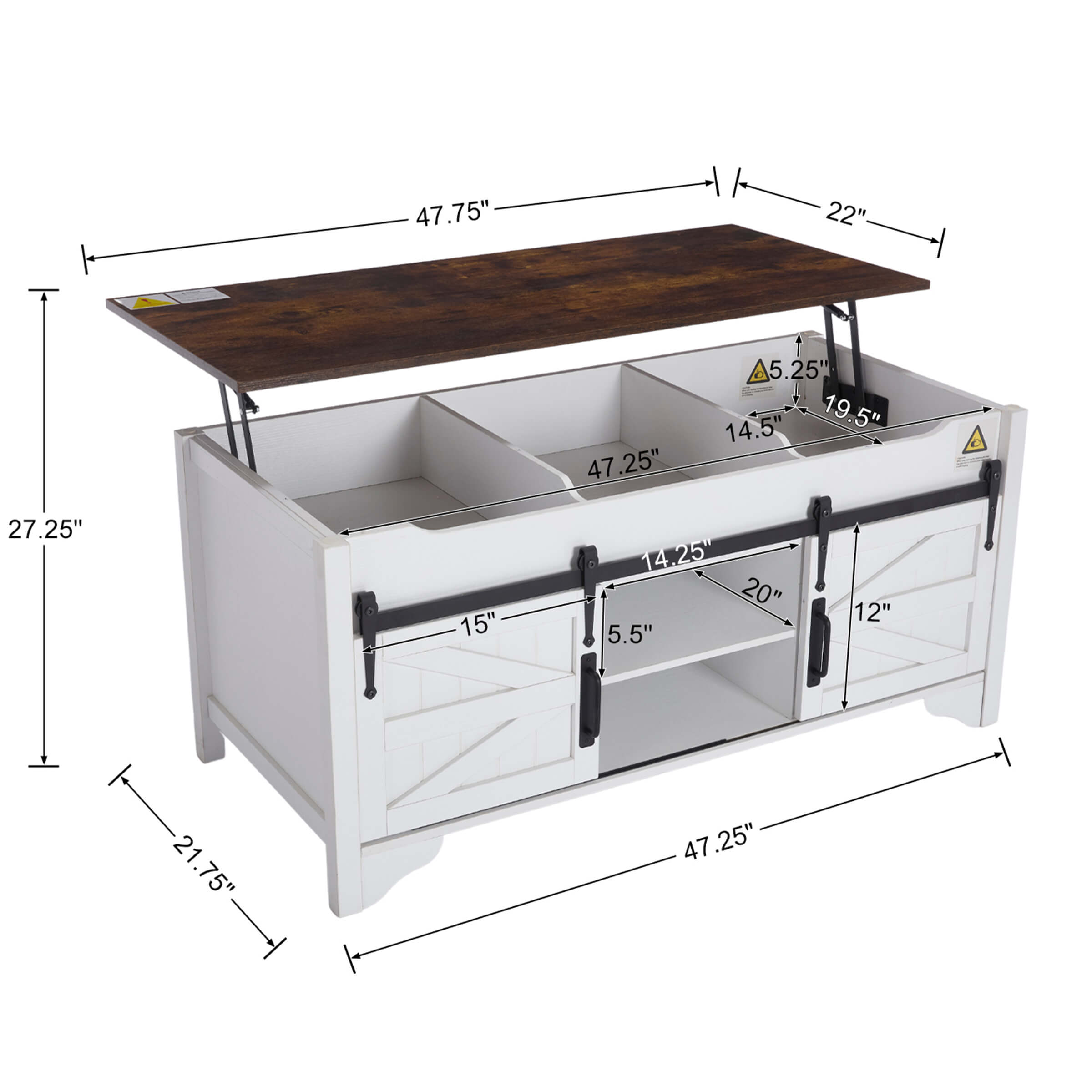 Kmax Farmhouse Hidden Storage and Sliding Barn Door - XX161CB