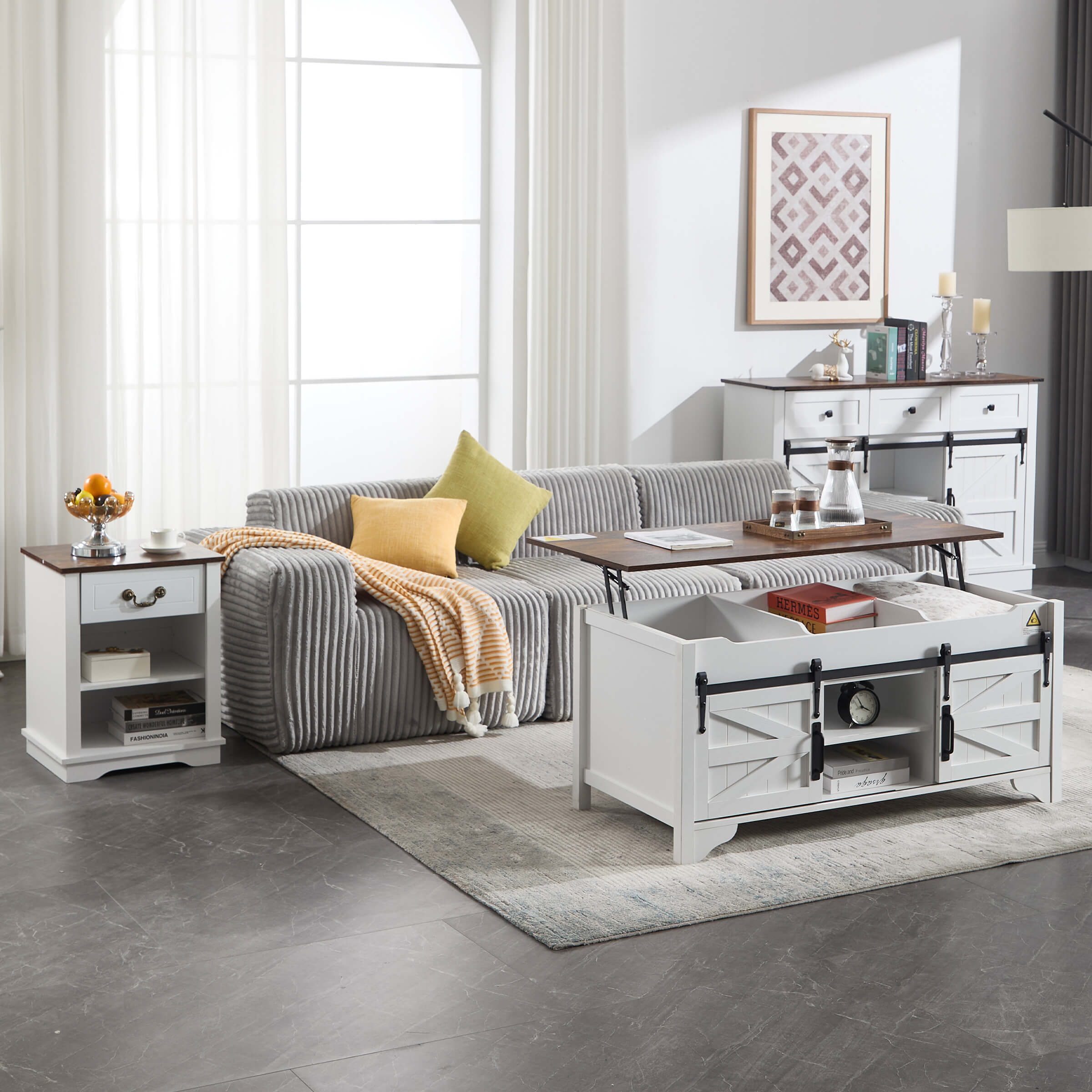 Kmax Farmhouse Hidden Storage and Sliding Barn Door - XX161CB