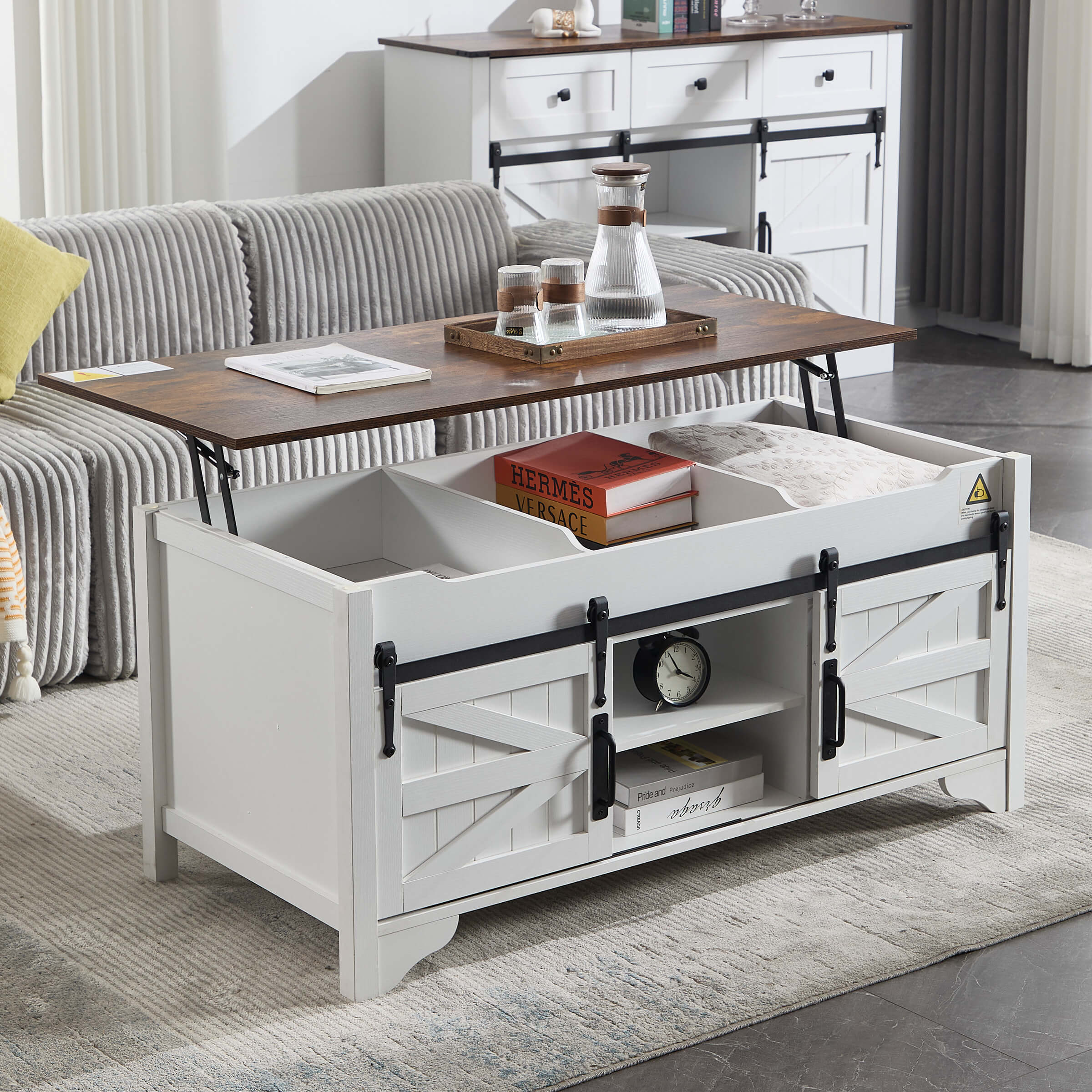 Kmax Farmhouse Hidden Storage and Sliding Barn Door - XX161CB