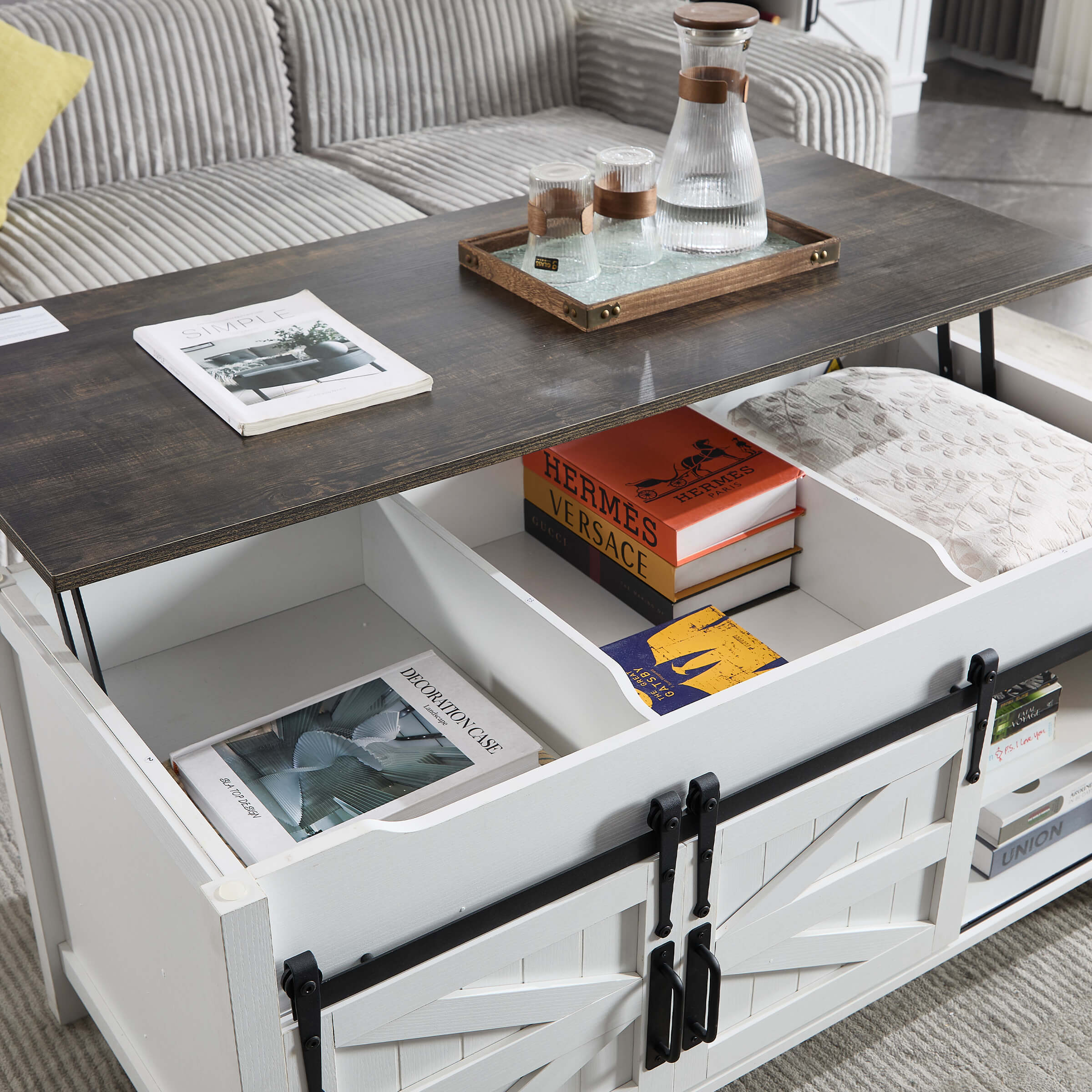 Kmax Farmhouse Hidden Storage and Sliding Barn Door - XX161CB