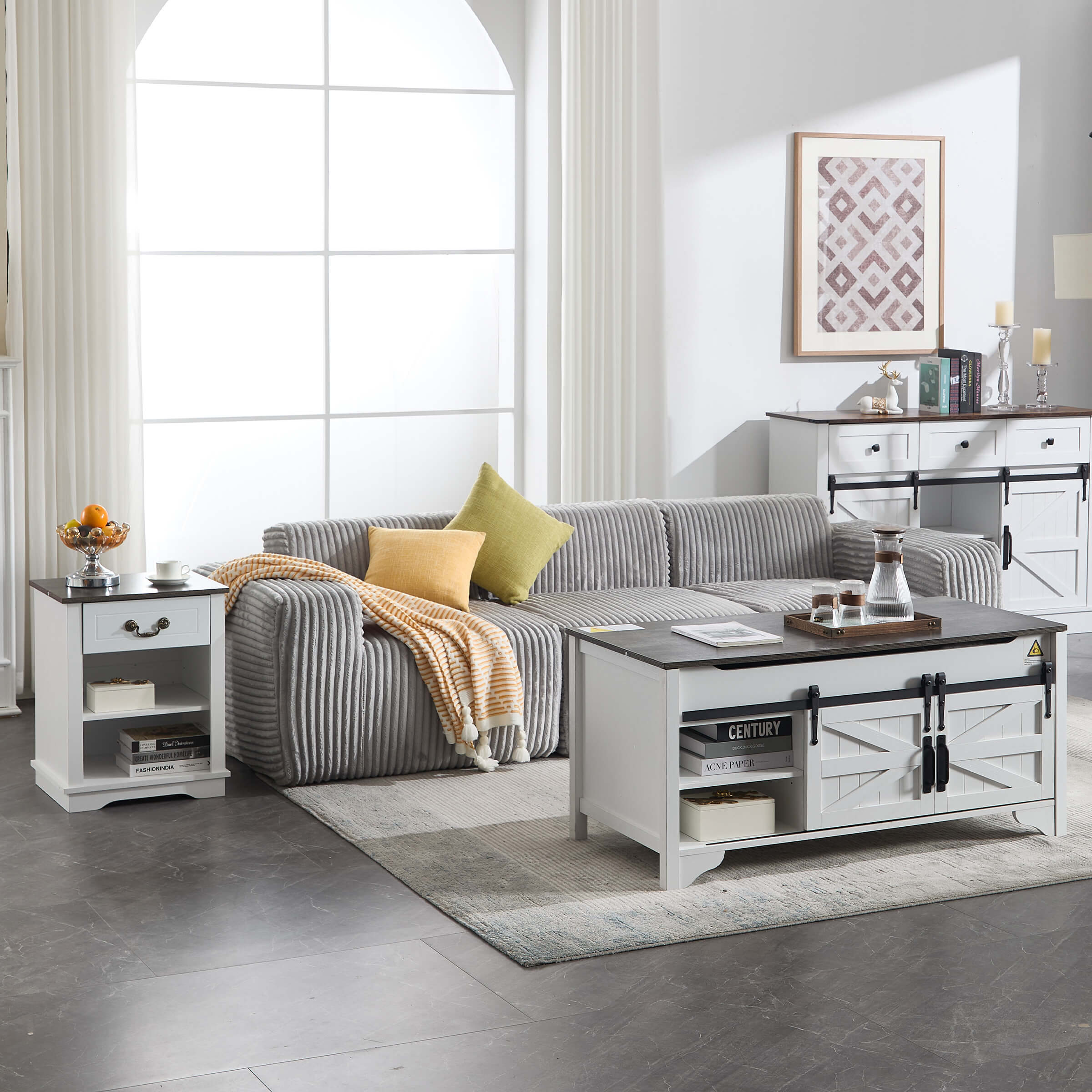 Kmax Farmhouse Hidden Storage and Sliding Barn Door - XX161CB