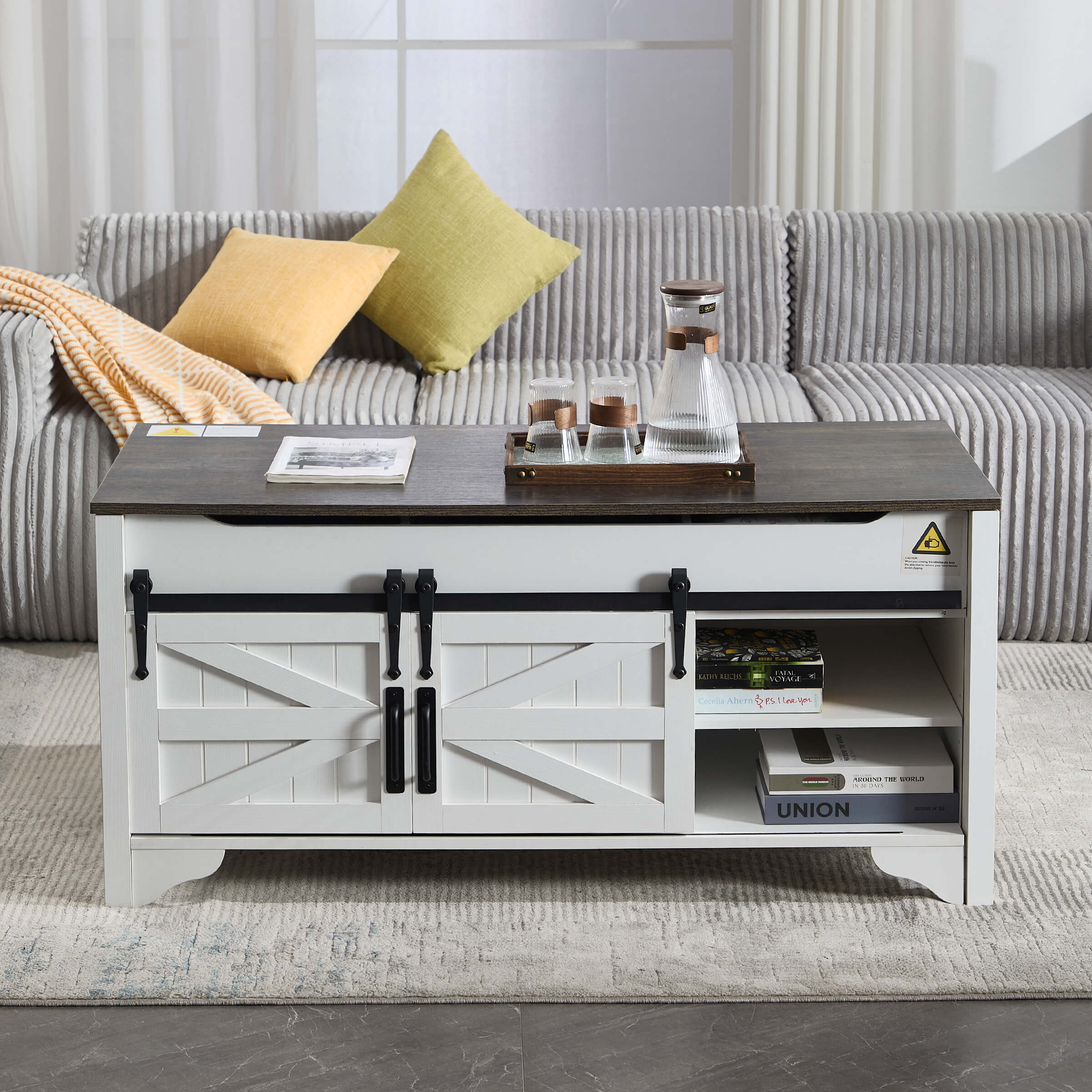 Kmax Farmhouse Hidden Storage and Sliding Barn Door - XX161CB