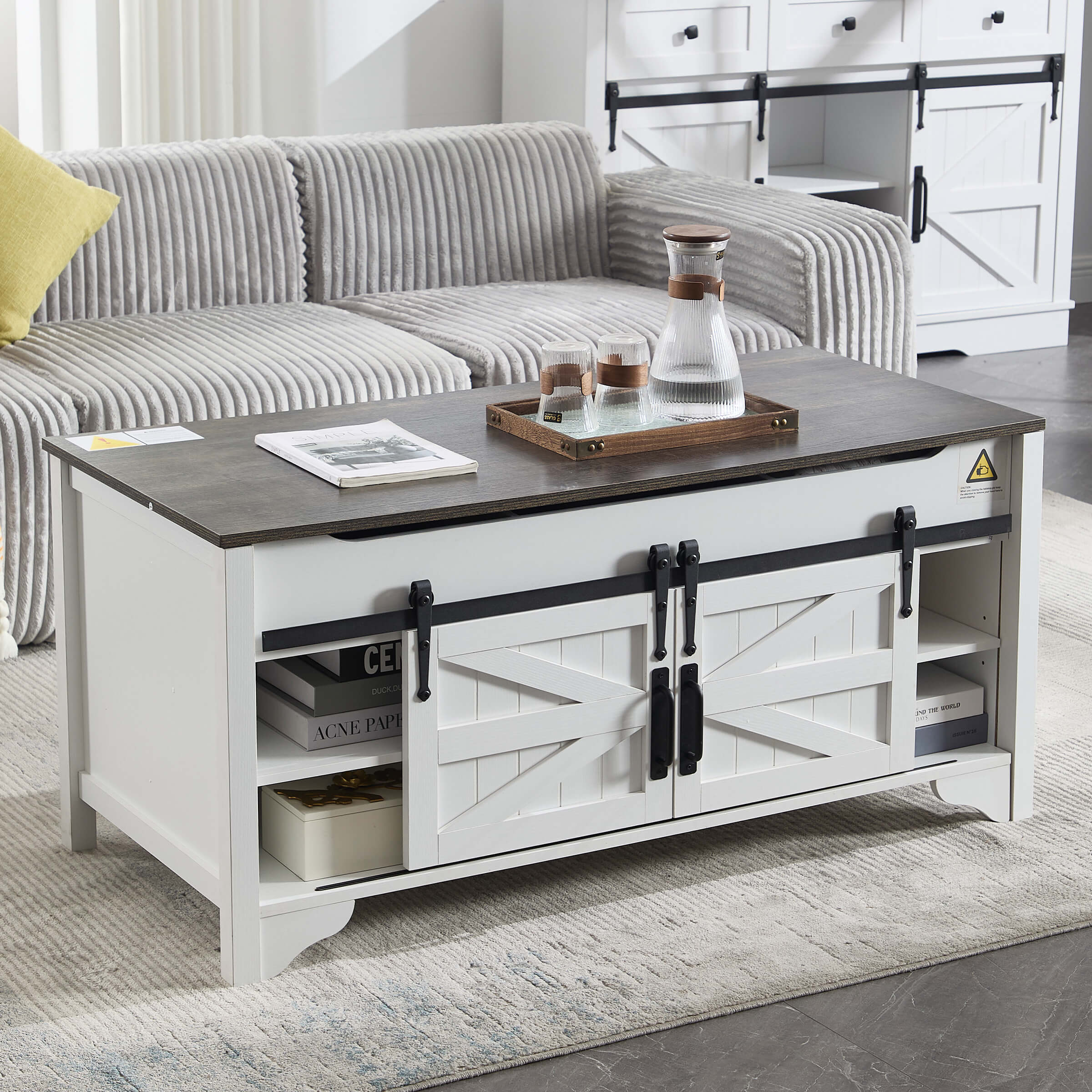 Kmax Farmhouse Hidden Storage and Sliding Barn Door - XX161CB