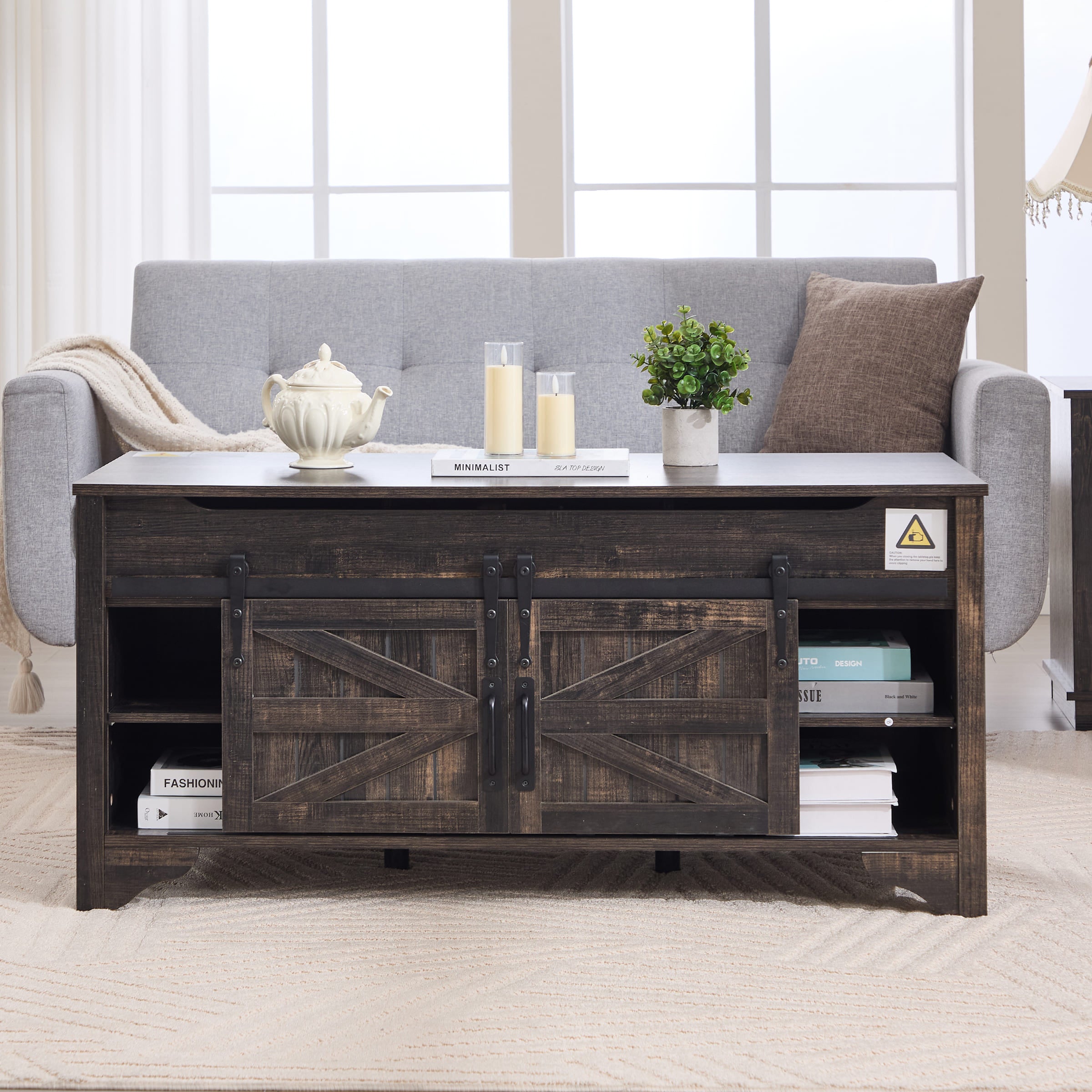 Kmax Farmhouse Hidden Storage and Sliding Barn Door - XX161CB