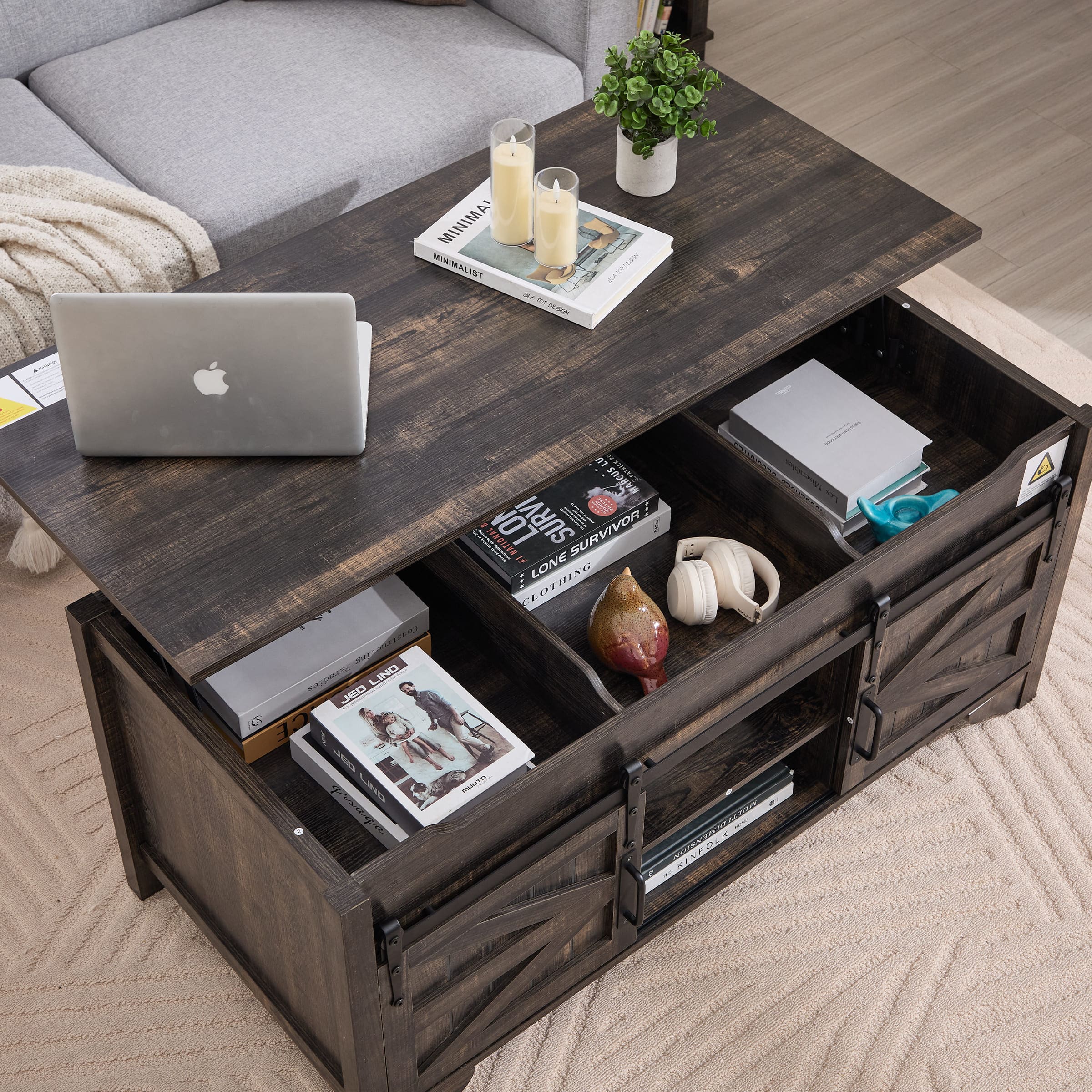 Kmax Farmhouse Hidden Storage and Sliding Barn Door - XX161CB