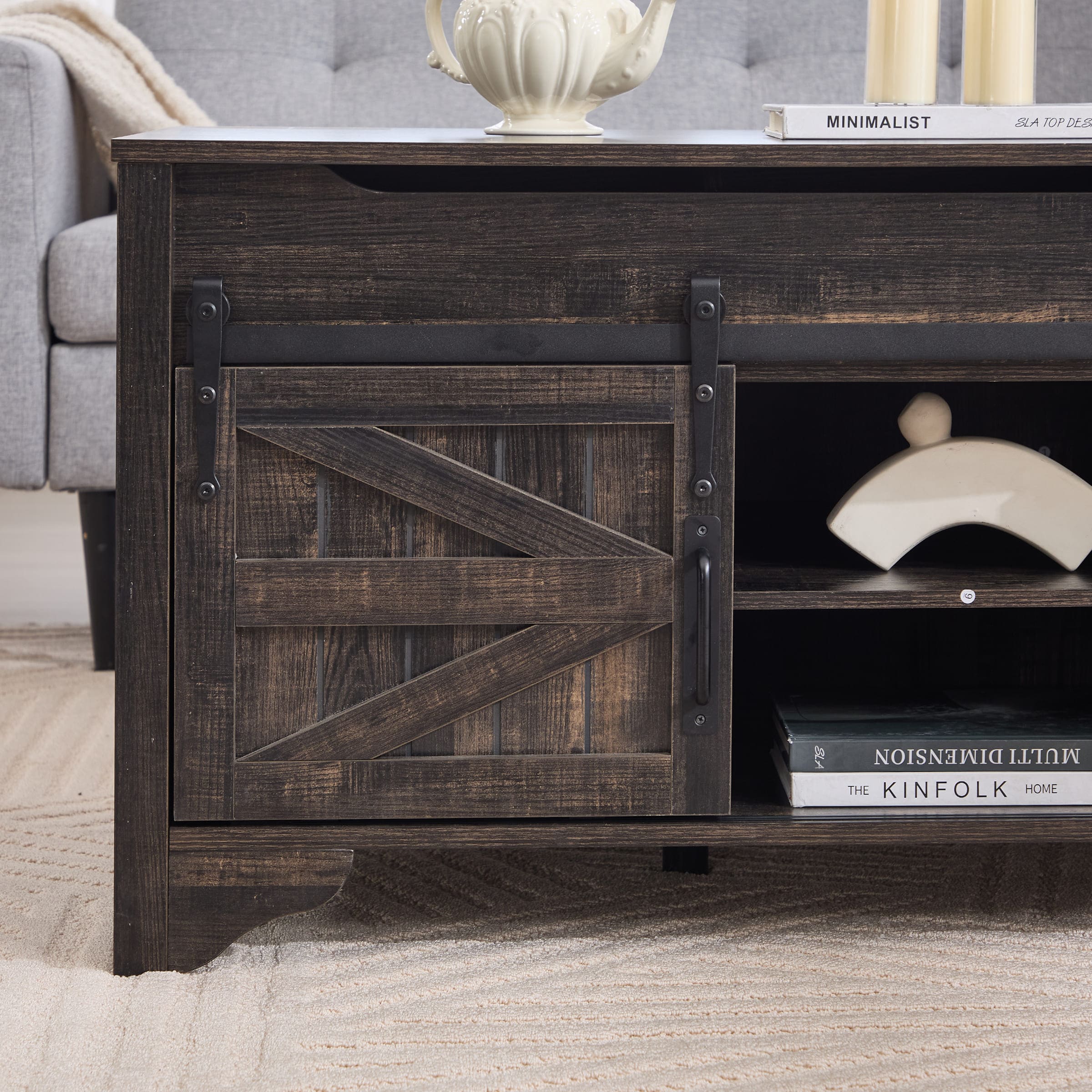 Kmax Farmhouse Hidden Storage and Sliding Barn Door - XX161CB