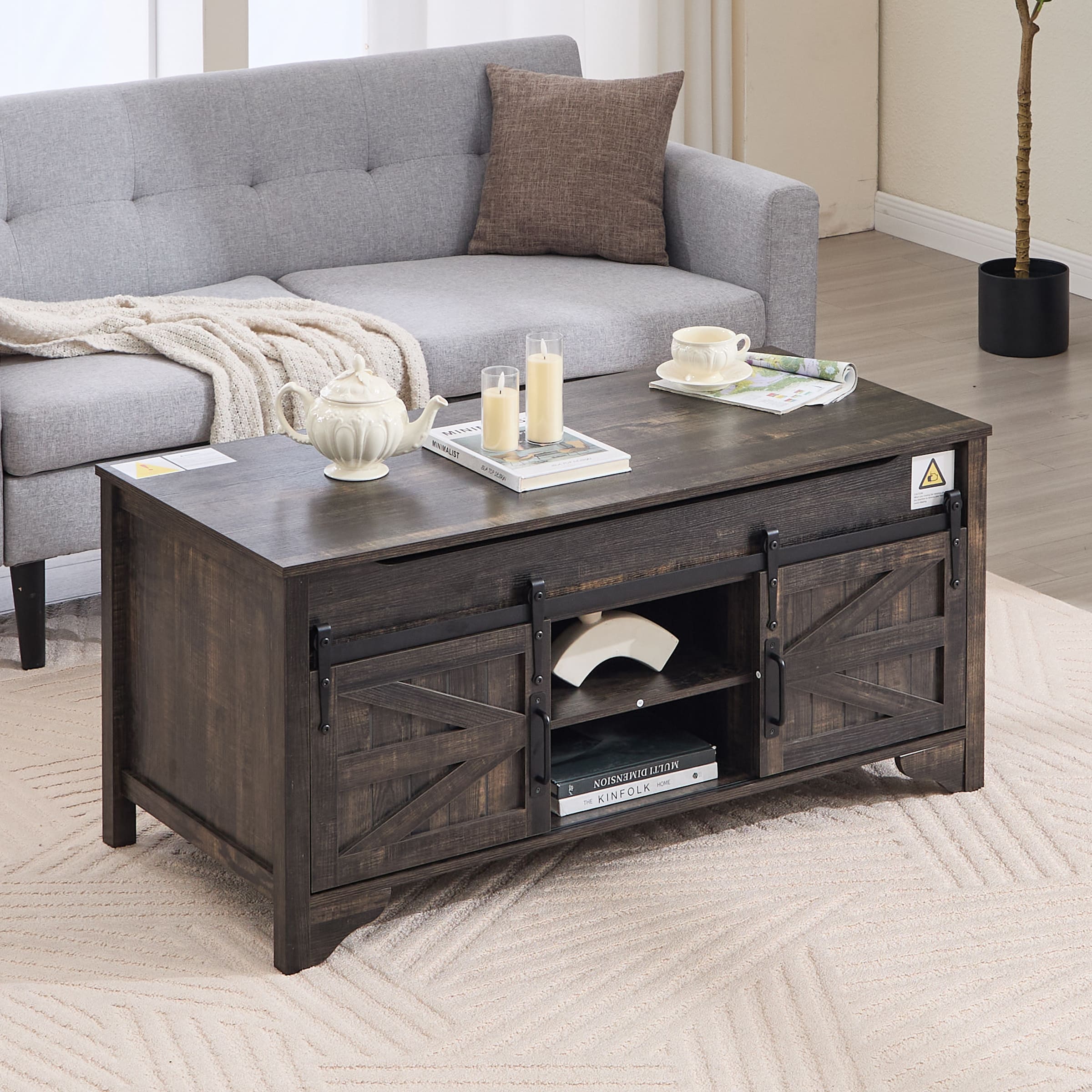 Kmax Farmhouse Hidden Storage and Sliding Barn Door - XX161CB