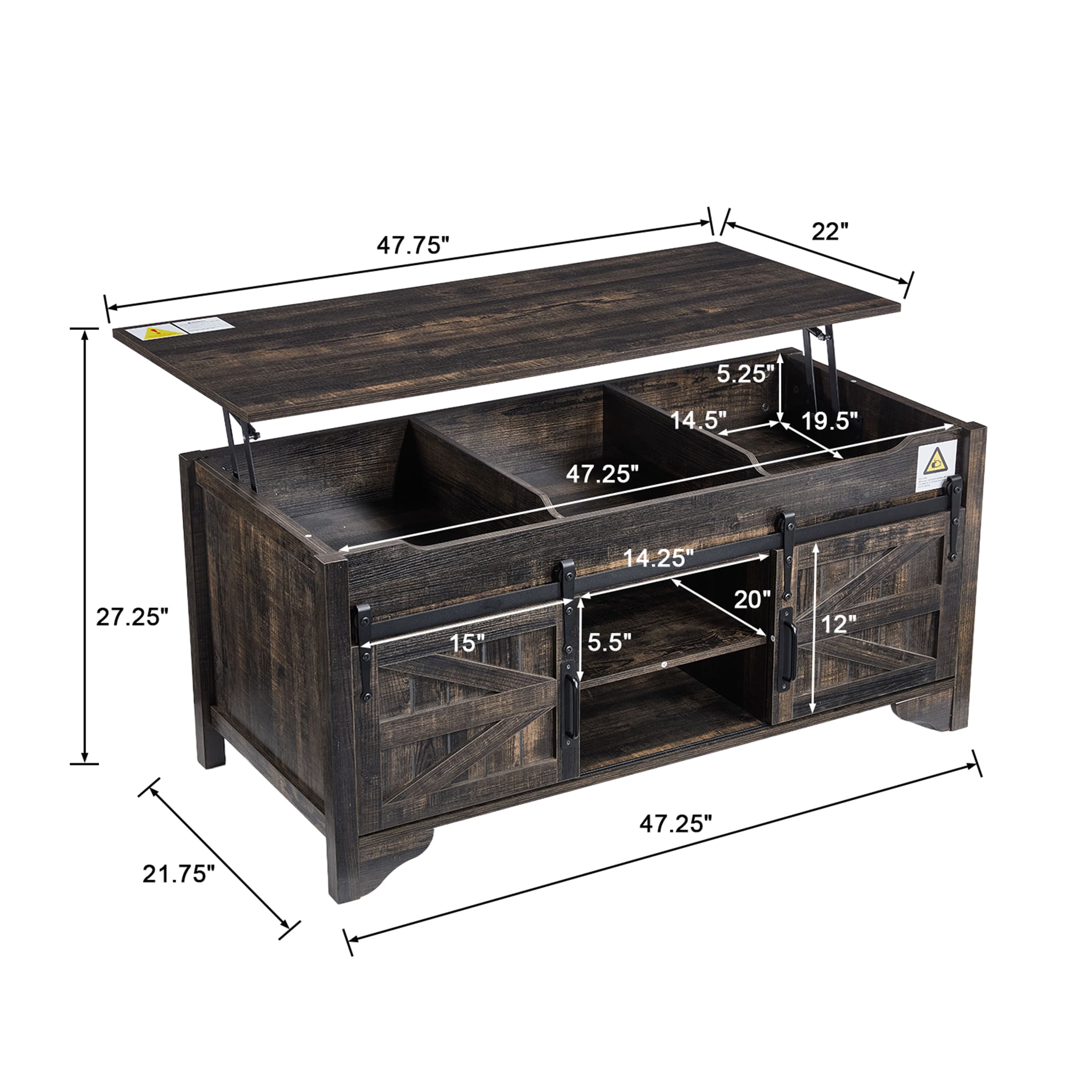 Kmax Farmhouse Hidden Storage and Sliding Barn Door - XX161CB