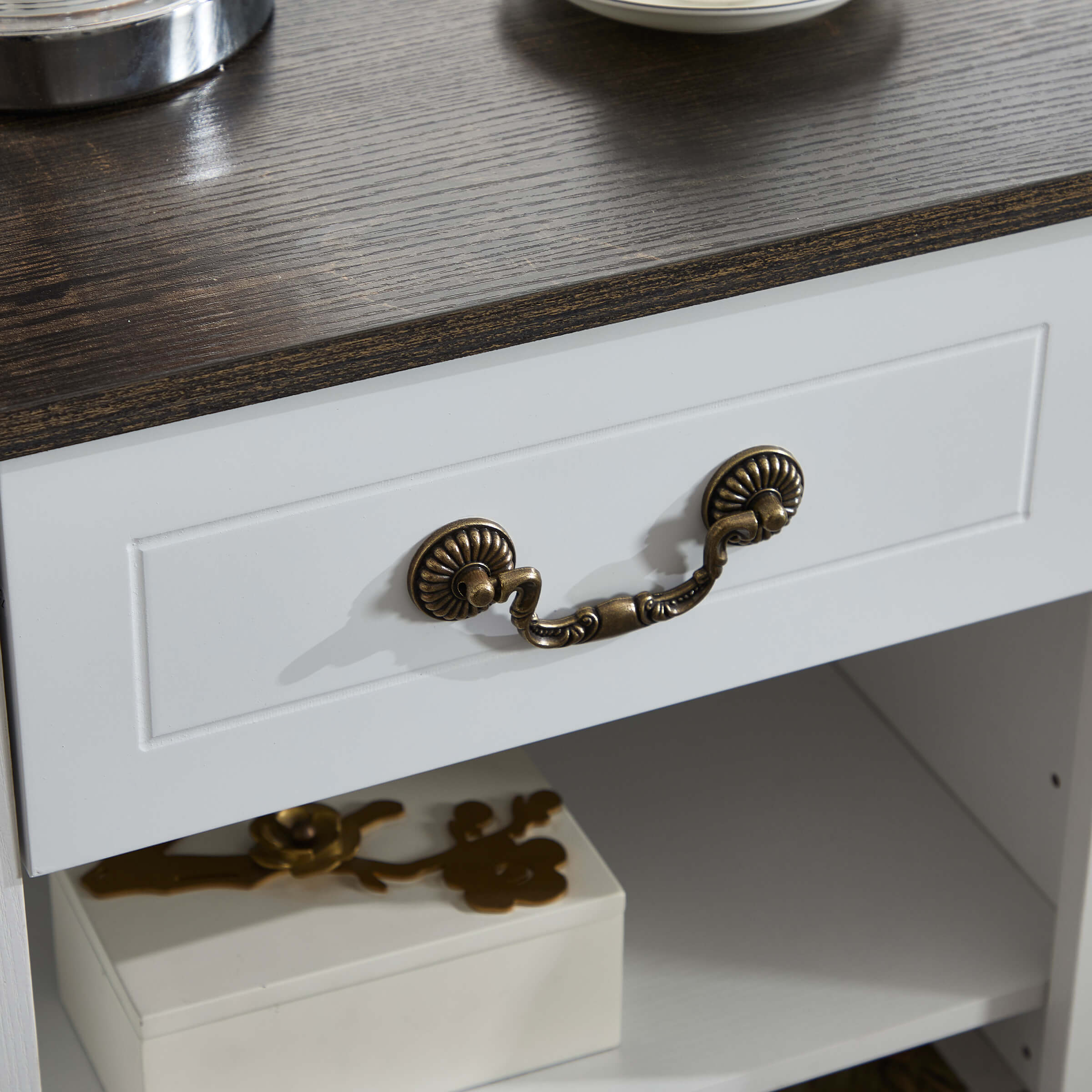 Kmax Farmhouse Nightstand with Drawer and Adjustable Shelf - XX162CB