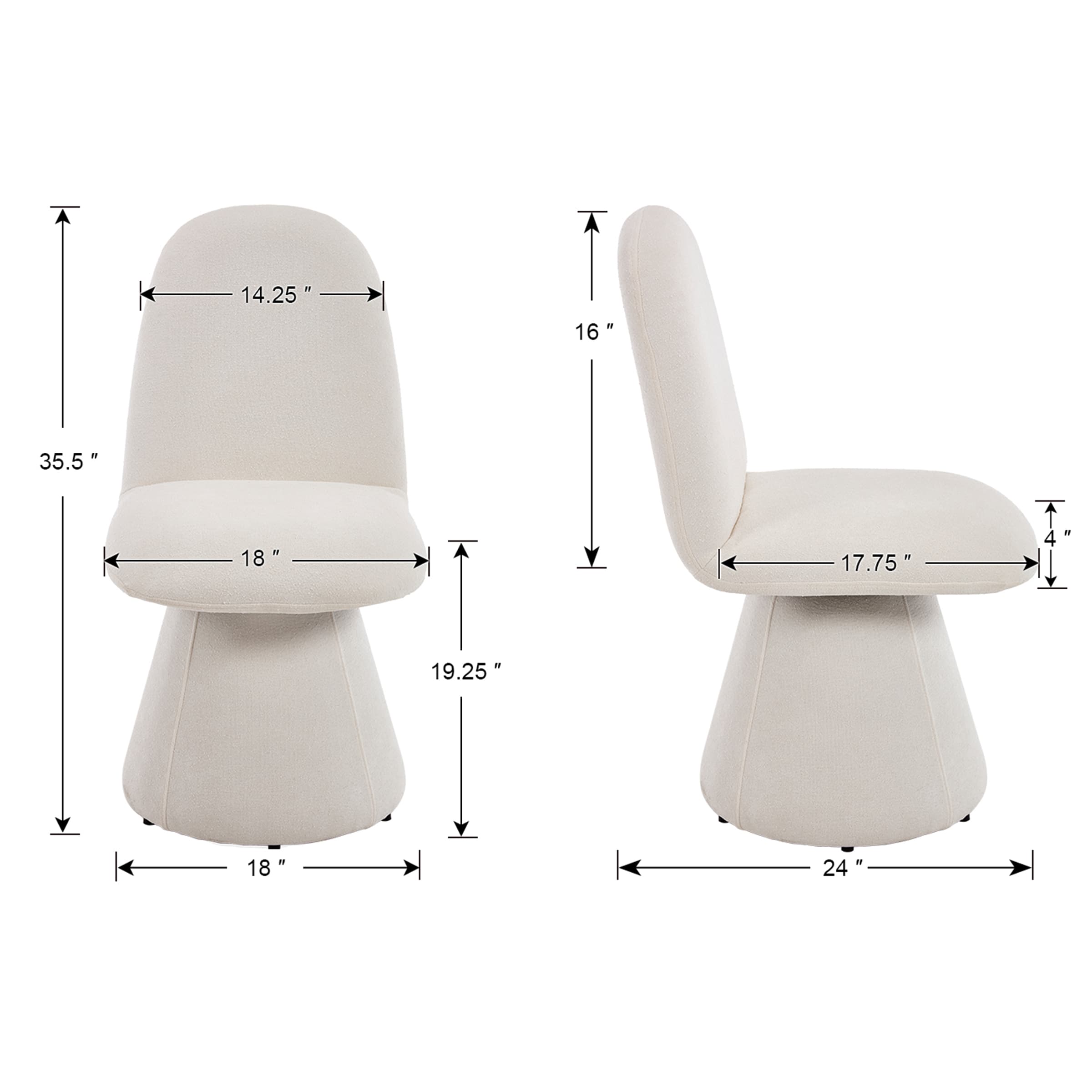 ROCITY Swivel High Back Dining Chairs Set of 2 - 3166DC