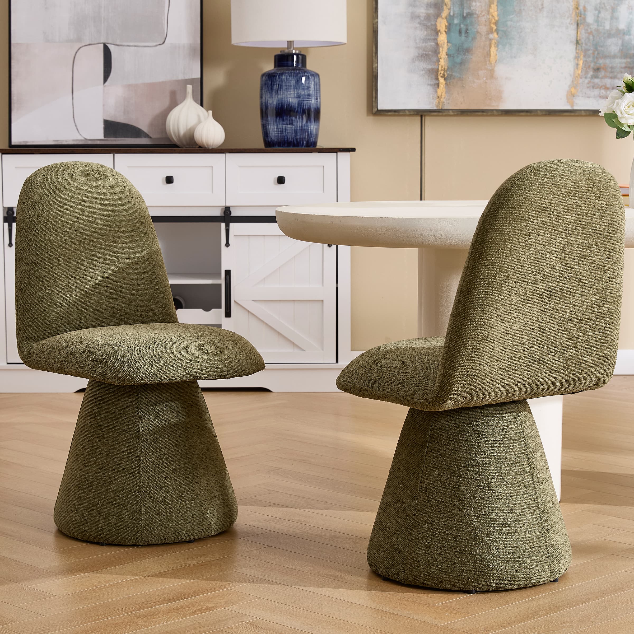 ROCITY Swivel High Back Dining Chairs Set of 2 - 3166DC