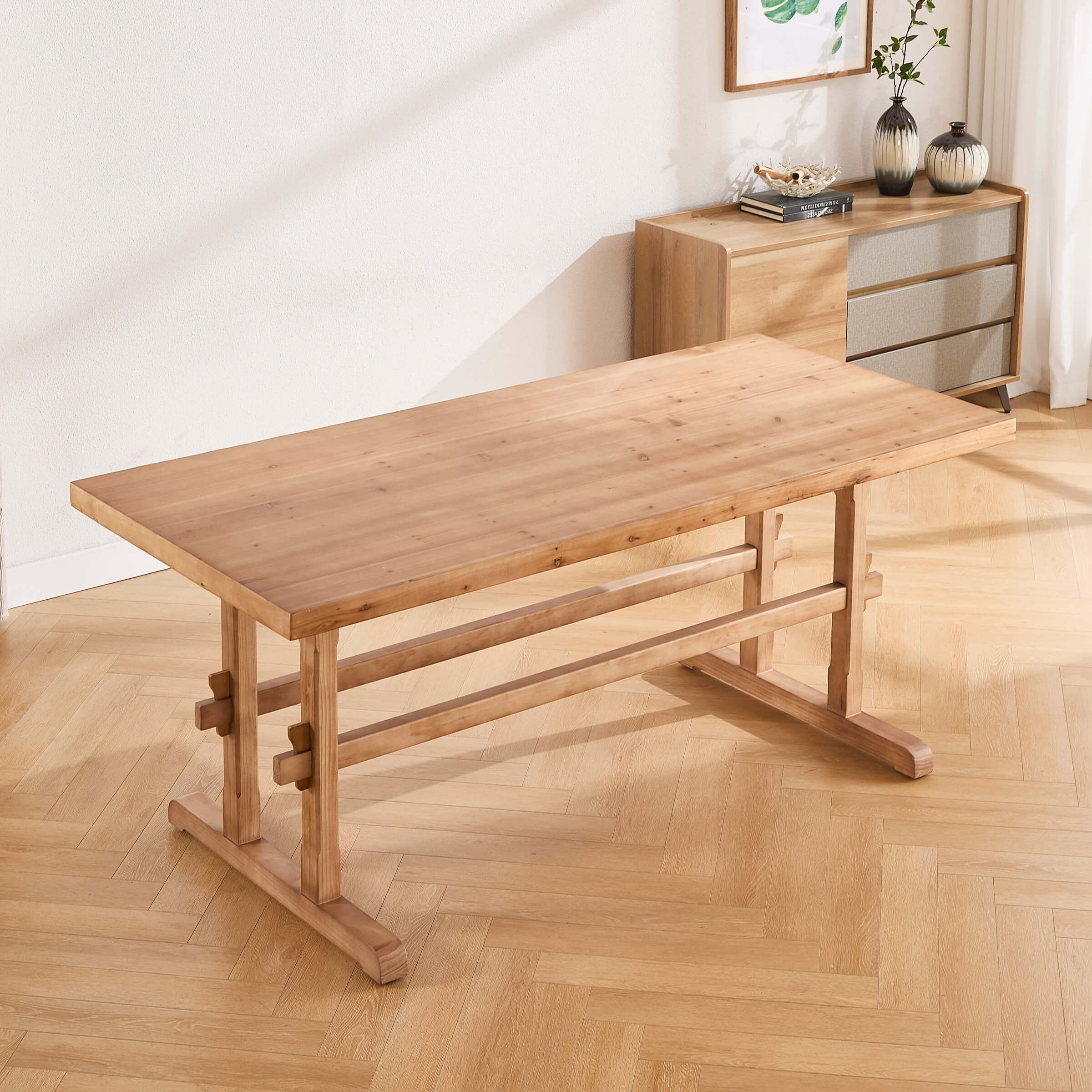 Kmax Mid-Century Farmhouse Rectangular Dining Table - 22836DT