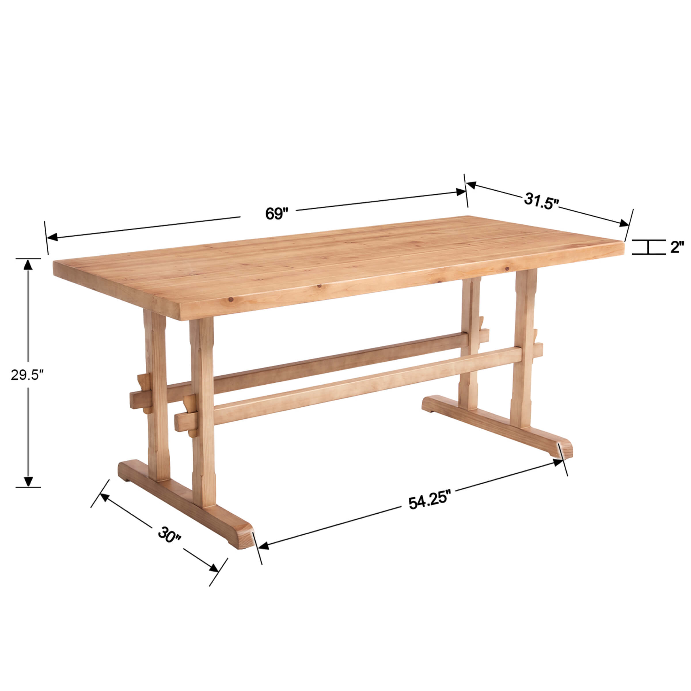 Kmax Mid-Century Farmhouse Rectangular Dining Table - 22836DT