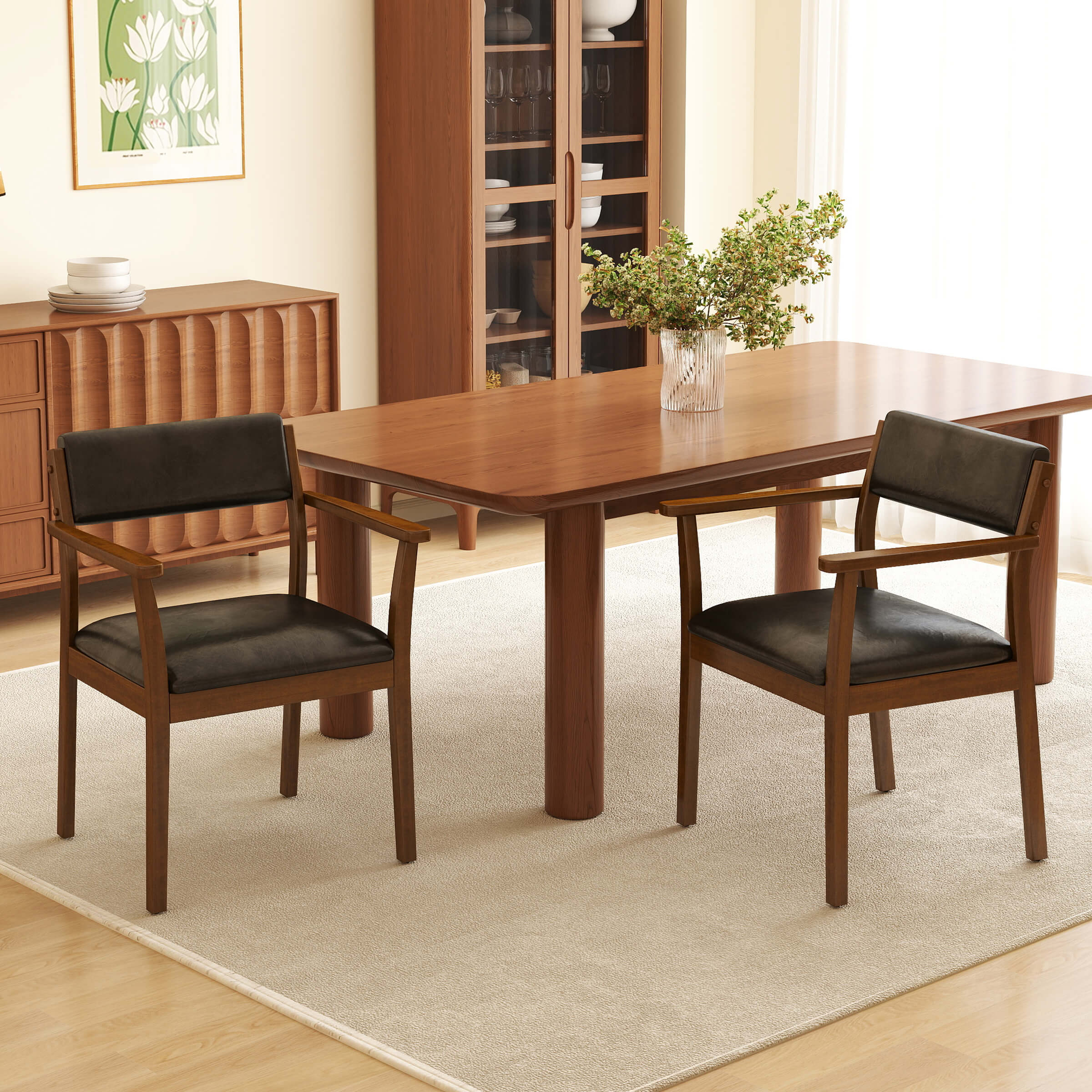 Kmax Mid-Century Open Padded Back Dining Chairs Set of 2 - 2343DC