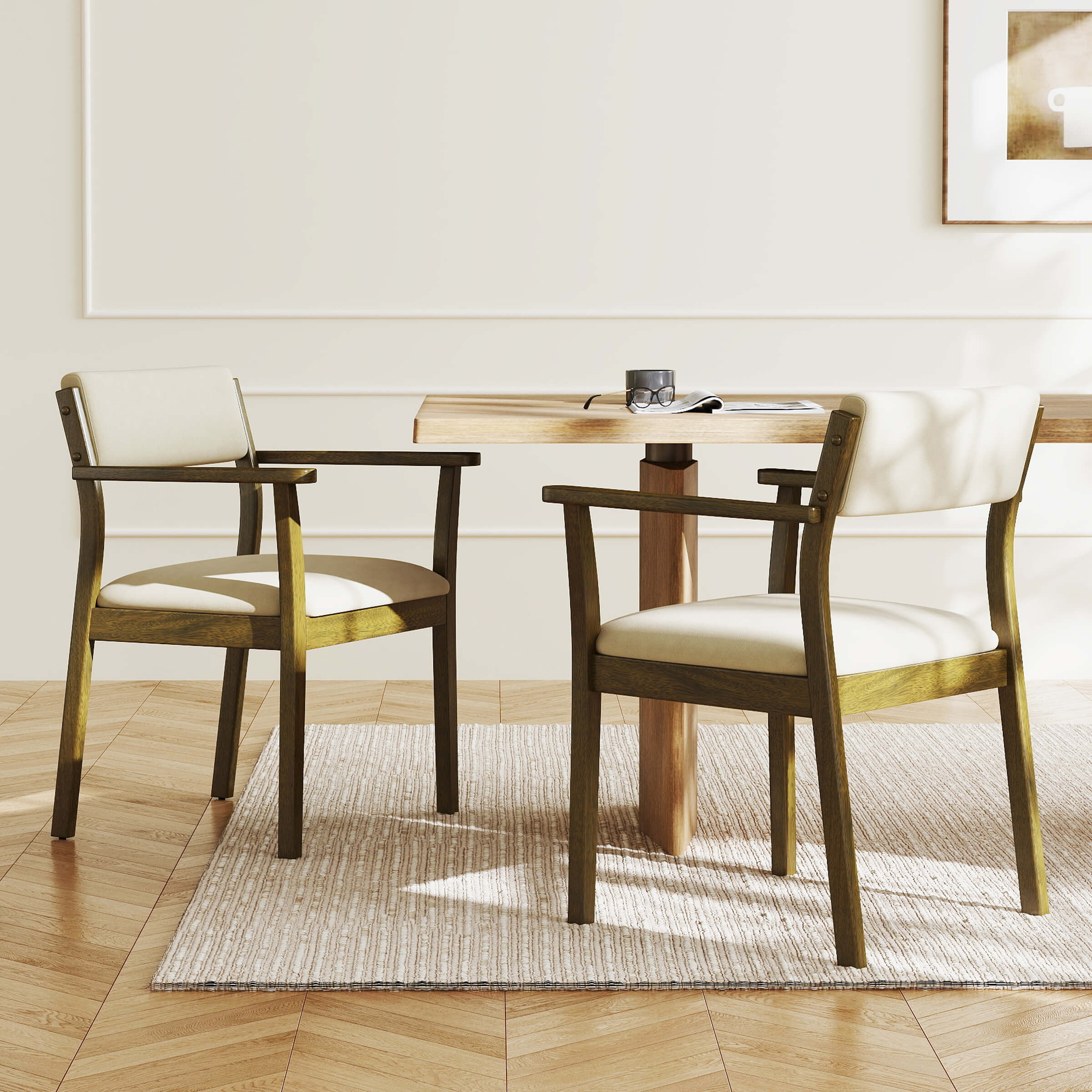 Kmax Mid-Century Open Padded Back Dining Chairs Set of 2 - 2343DC