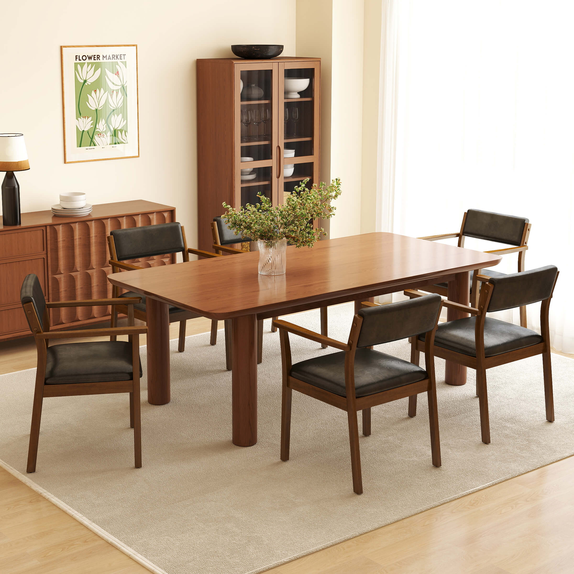 Kmax Mid-Century Open Padded Back Dining Chairs Set of 2 - 2343DC