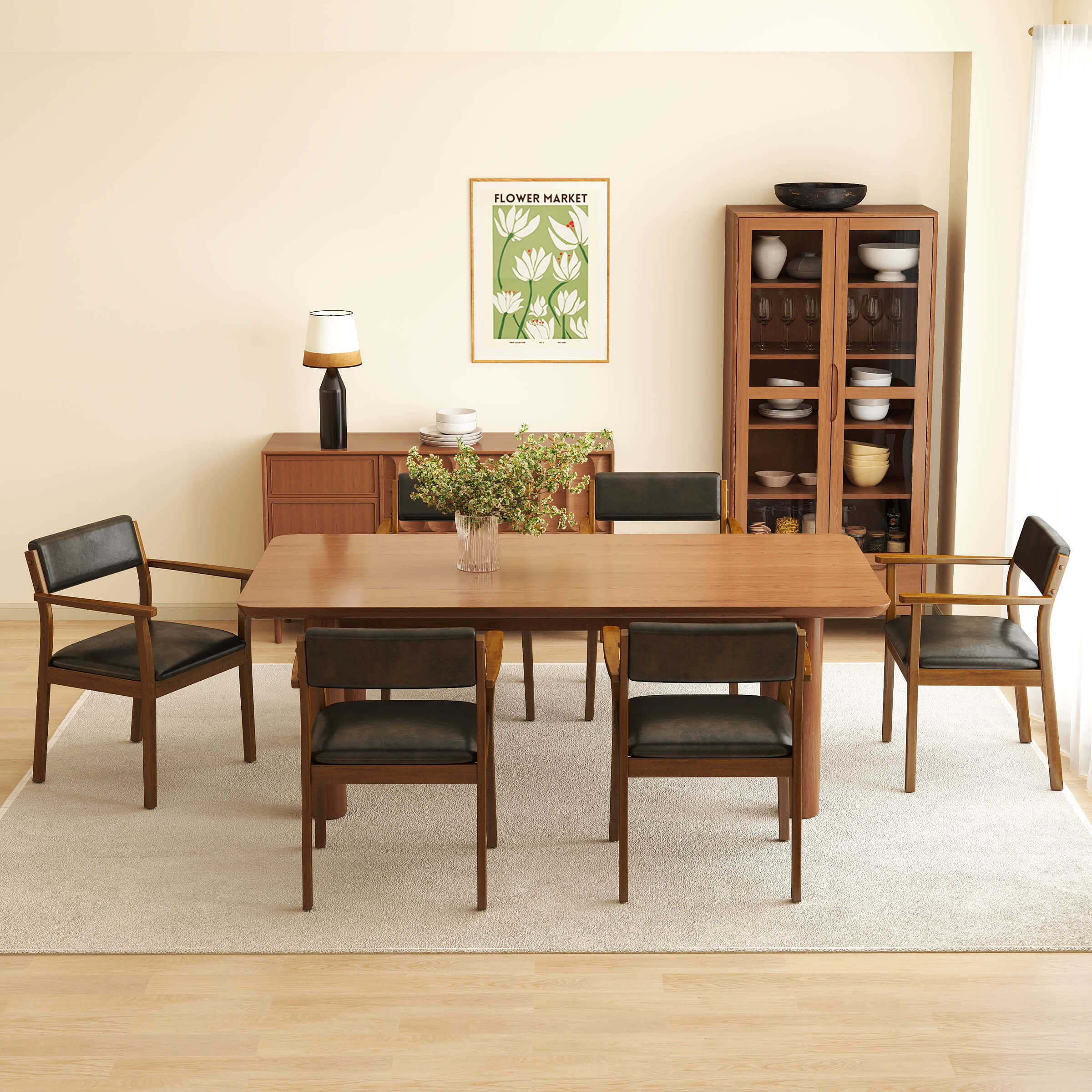 Kmax Mid-Century Open Padded Back Dining Chairs Set of 2 - 2343DC