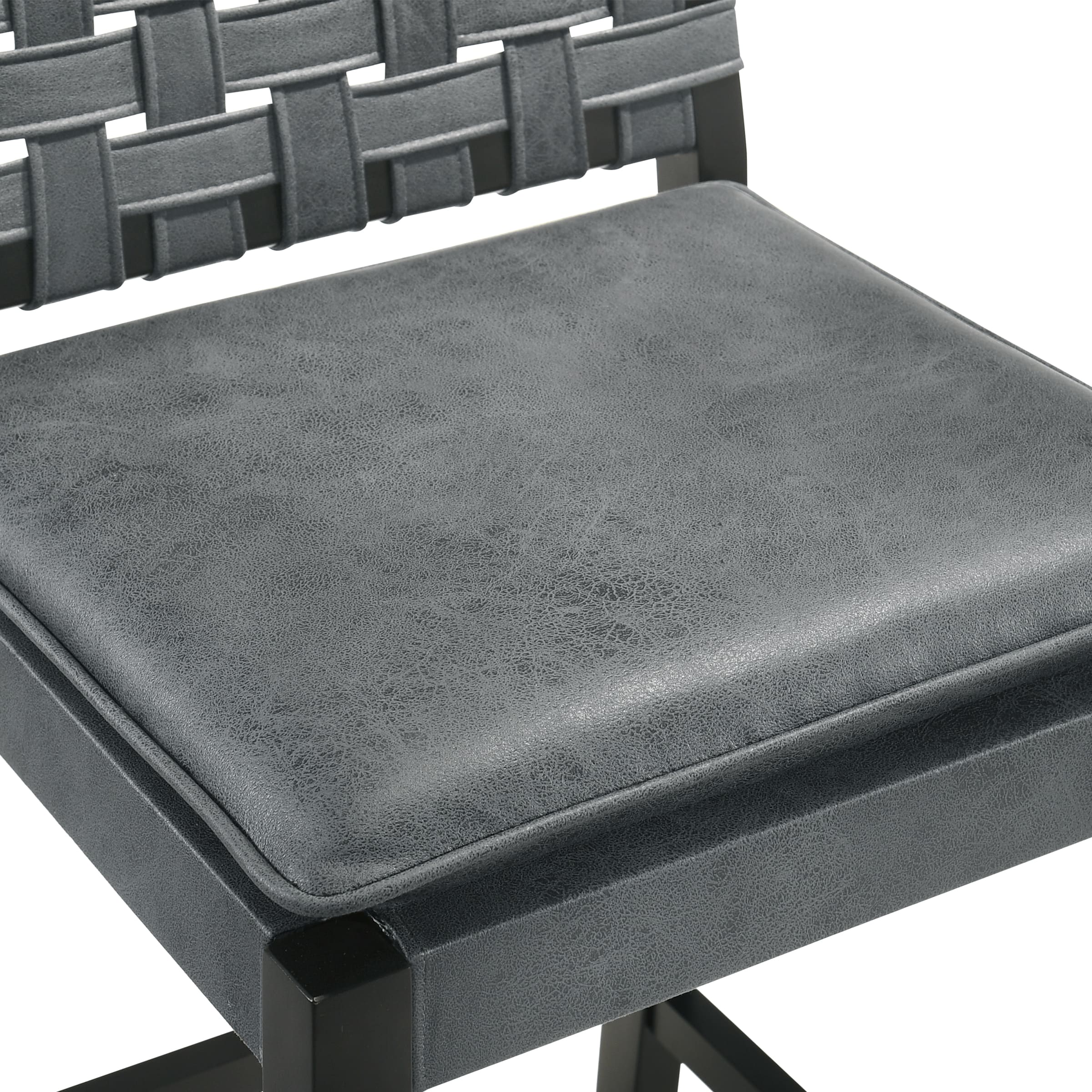 Kmax Mid Century Leather Rattan Bar Stools Set of 2 - 50080CS