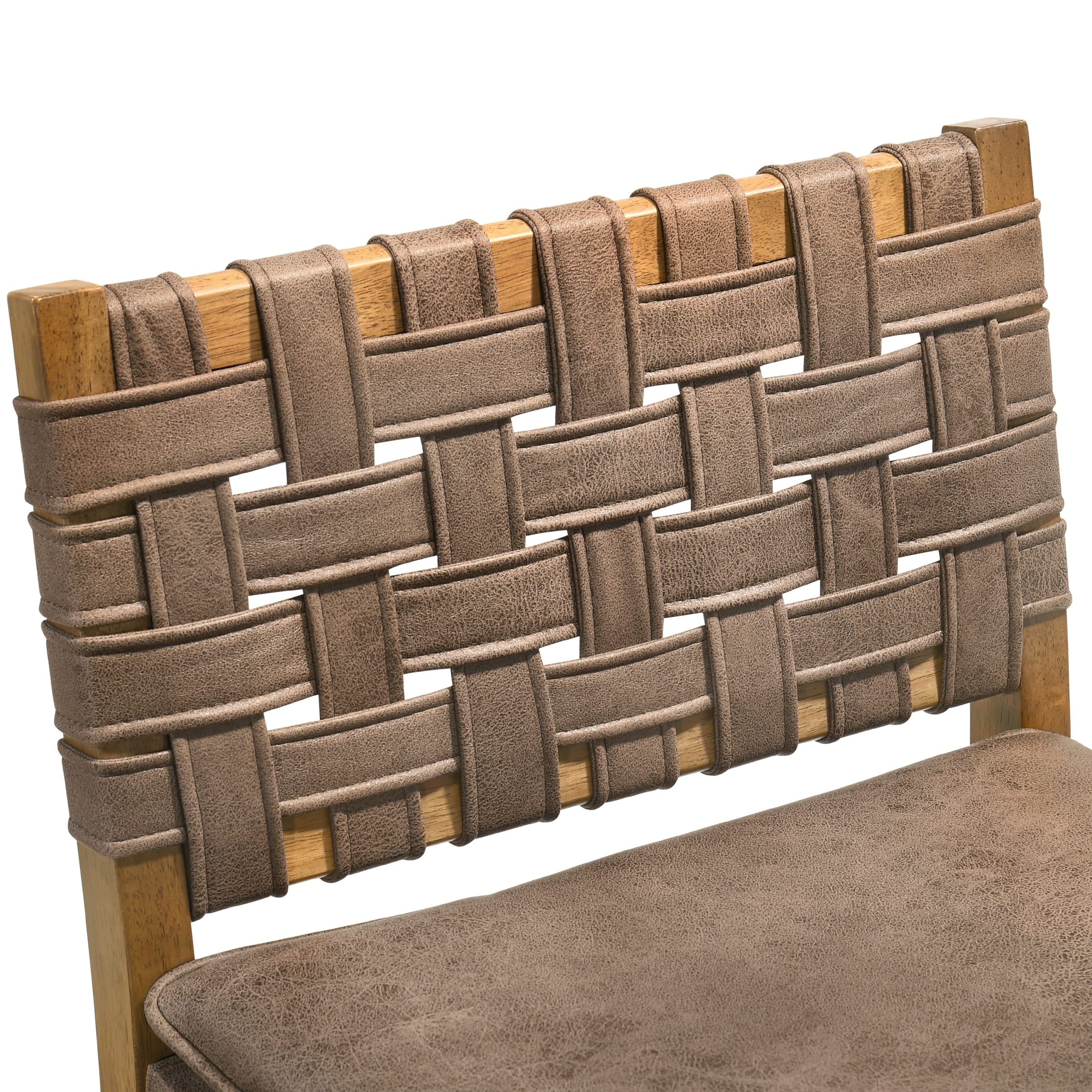 Kmax Mid Century Leather Rattan Bar Stools Set of 2 - 50080CS