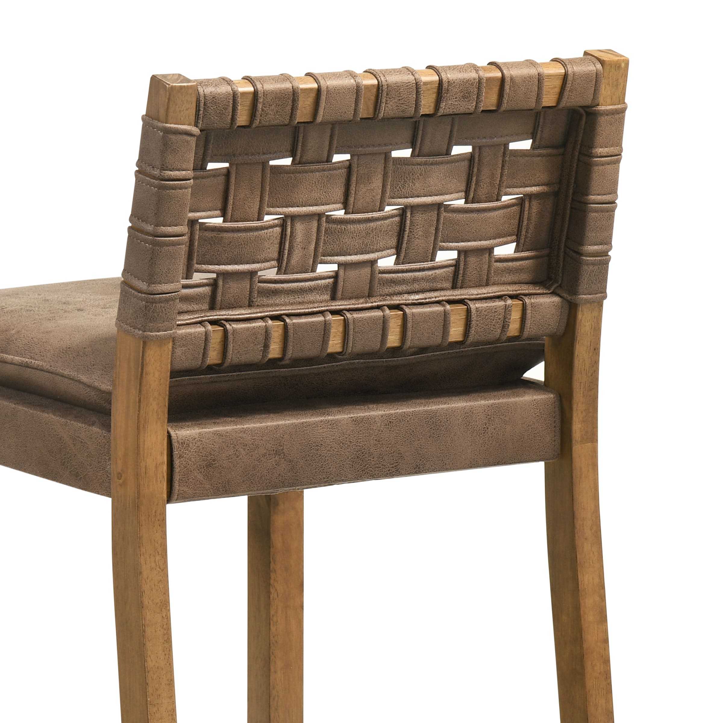 Kmax Mid Century Leather Rattan Bar Stools Set of 2 - 50080CS