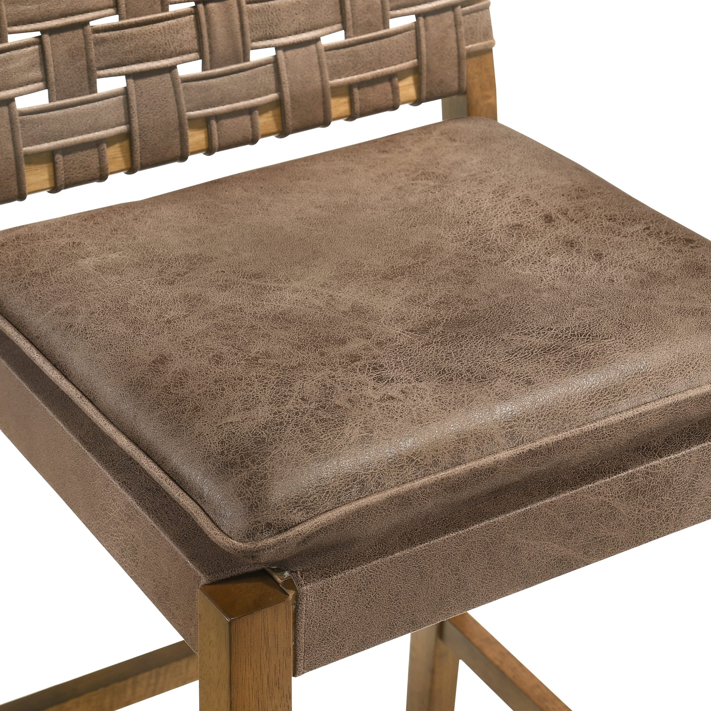 Kmax Mid Century Leather Rattan Bar Stools Set of 2 - 50080CS