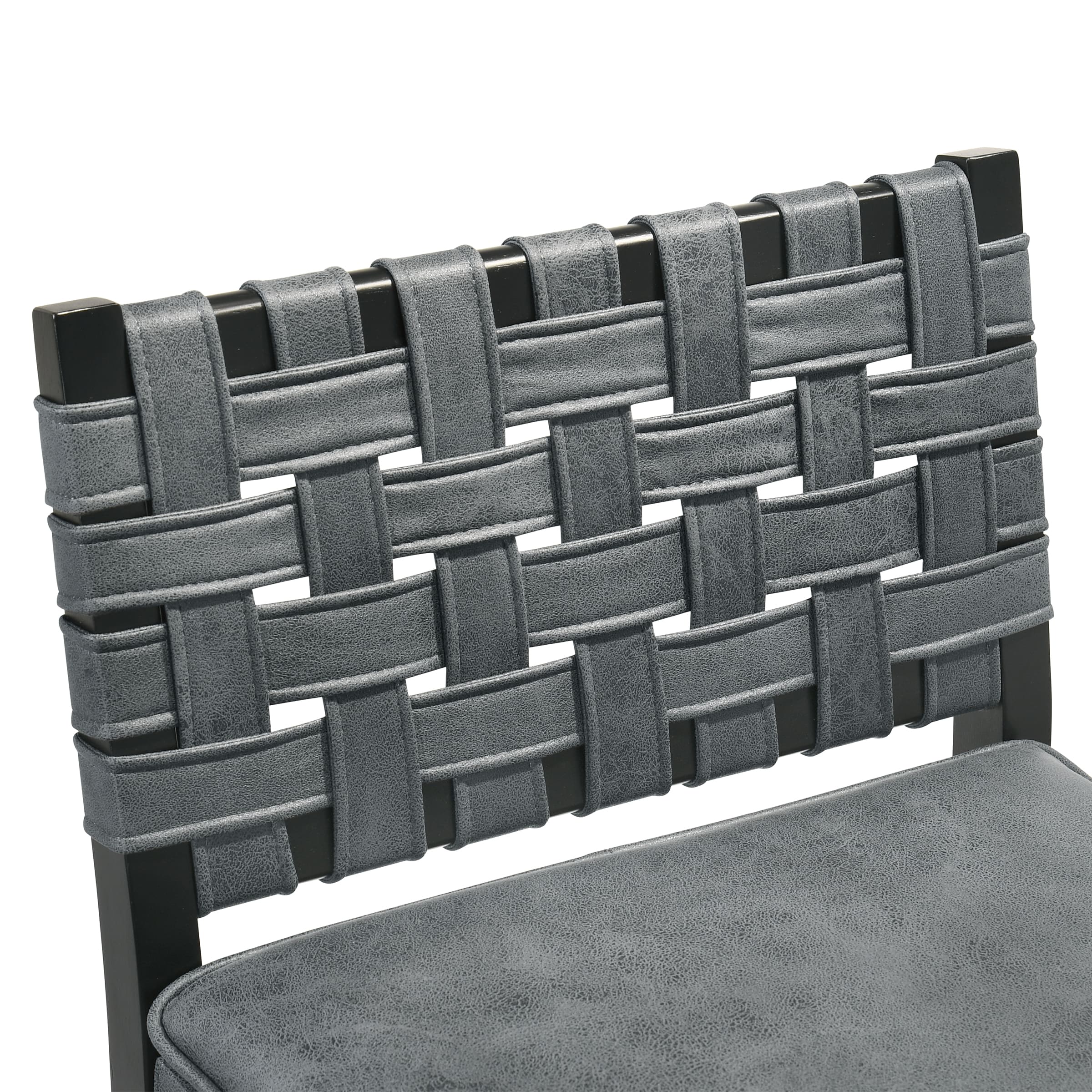 Kmax Mid Century Leather Rattan Bar Stools Set of 2 - 50080CS