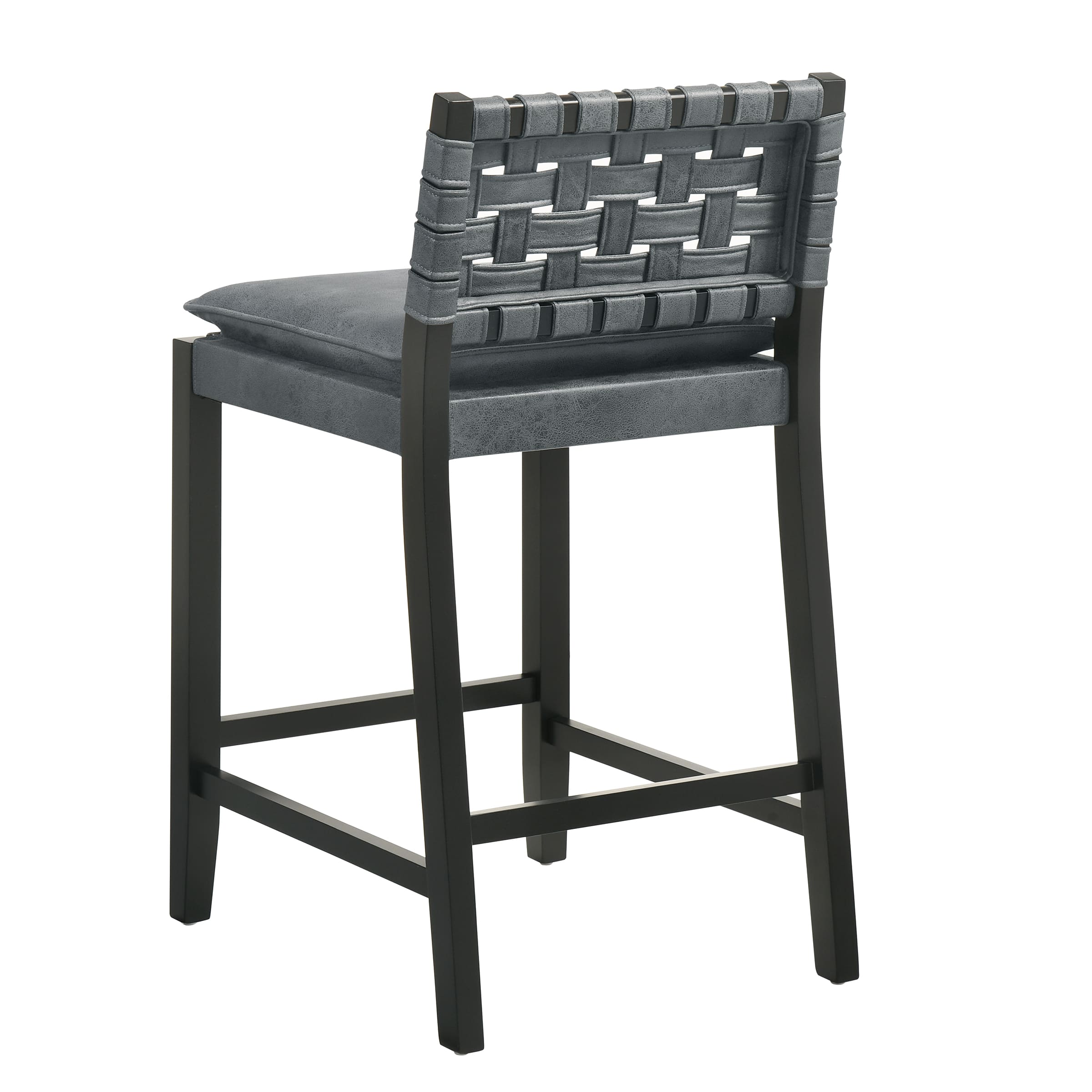 Kmax Mid Century Leather Rattan Bar Stools Set of 2 - 50080CS