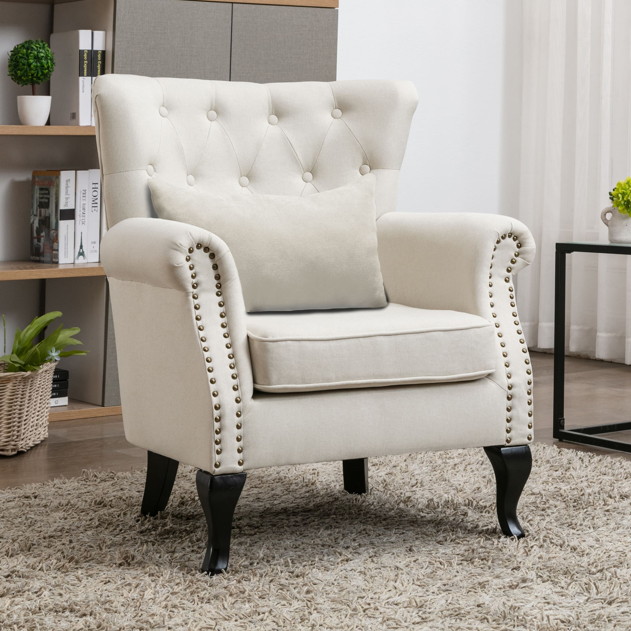 Kmax Wingback Tufted Accent Chair with Ottoman - XXX1AC