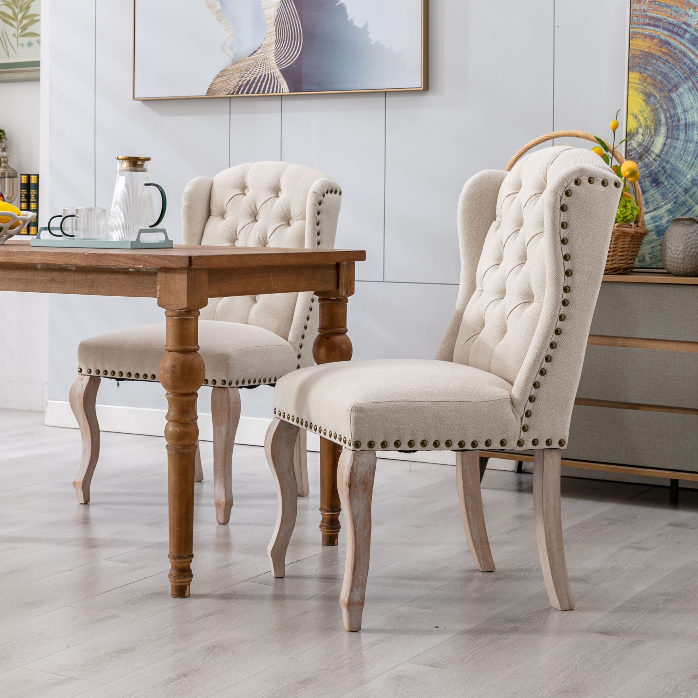 Parsons Linen Dining Chairs Set of 2 - 1296DC
