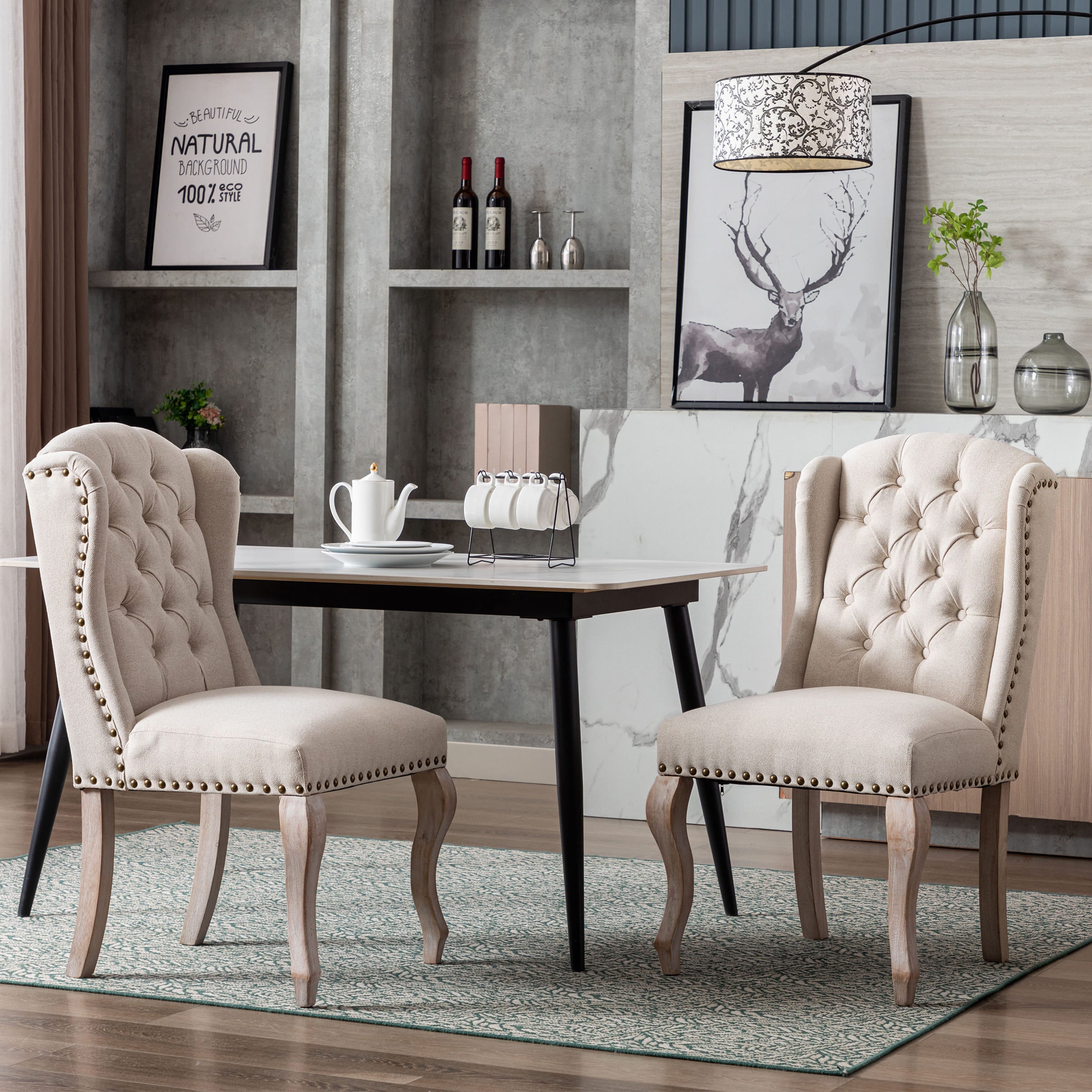 Kmax Parsons Linen Dining Chairs Set of 2 - 1296DC