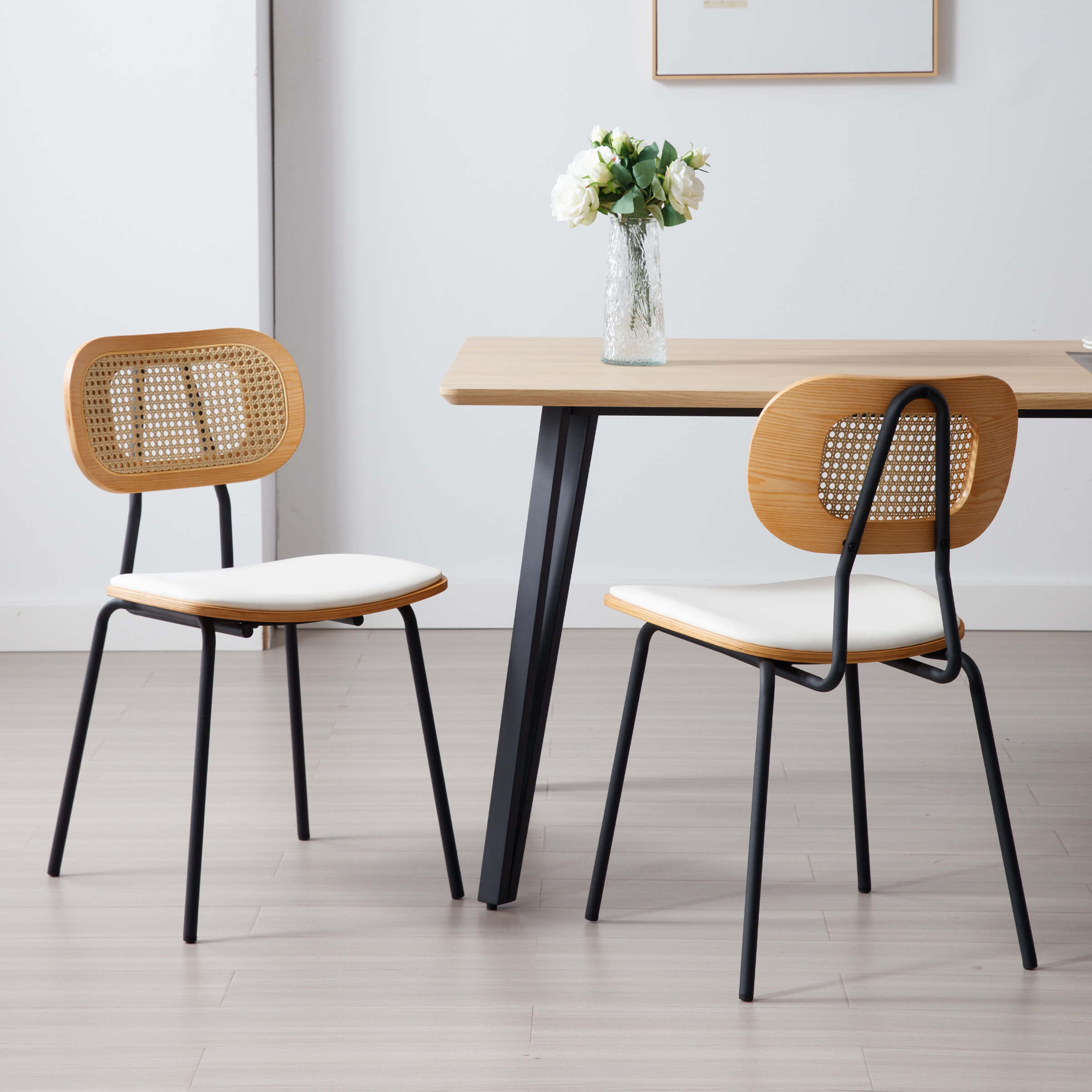 Kmax Rattan Back Dining Chairs Set of 2 - 6647DC