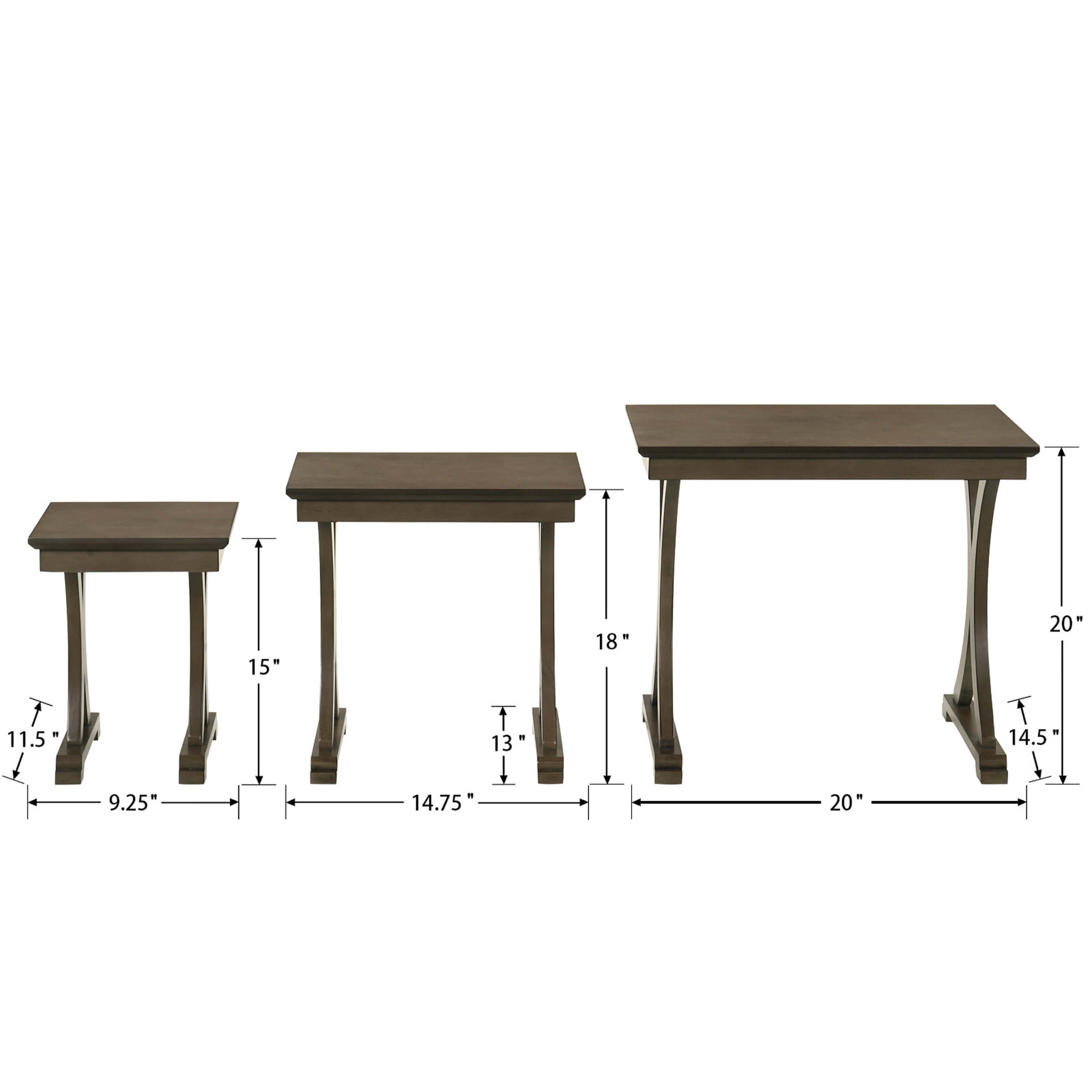 Kmax Rustic Solid Wood Nesting Rectangle Side End Tables - 0007ST