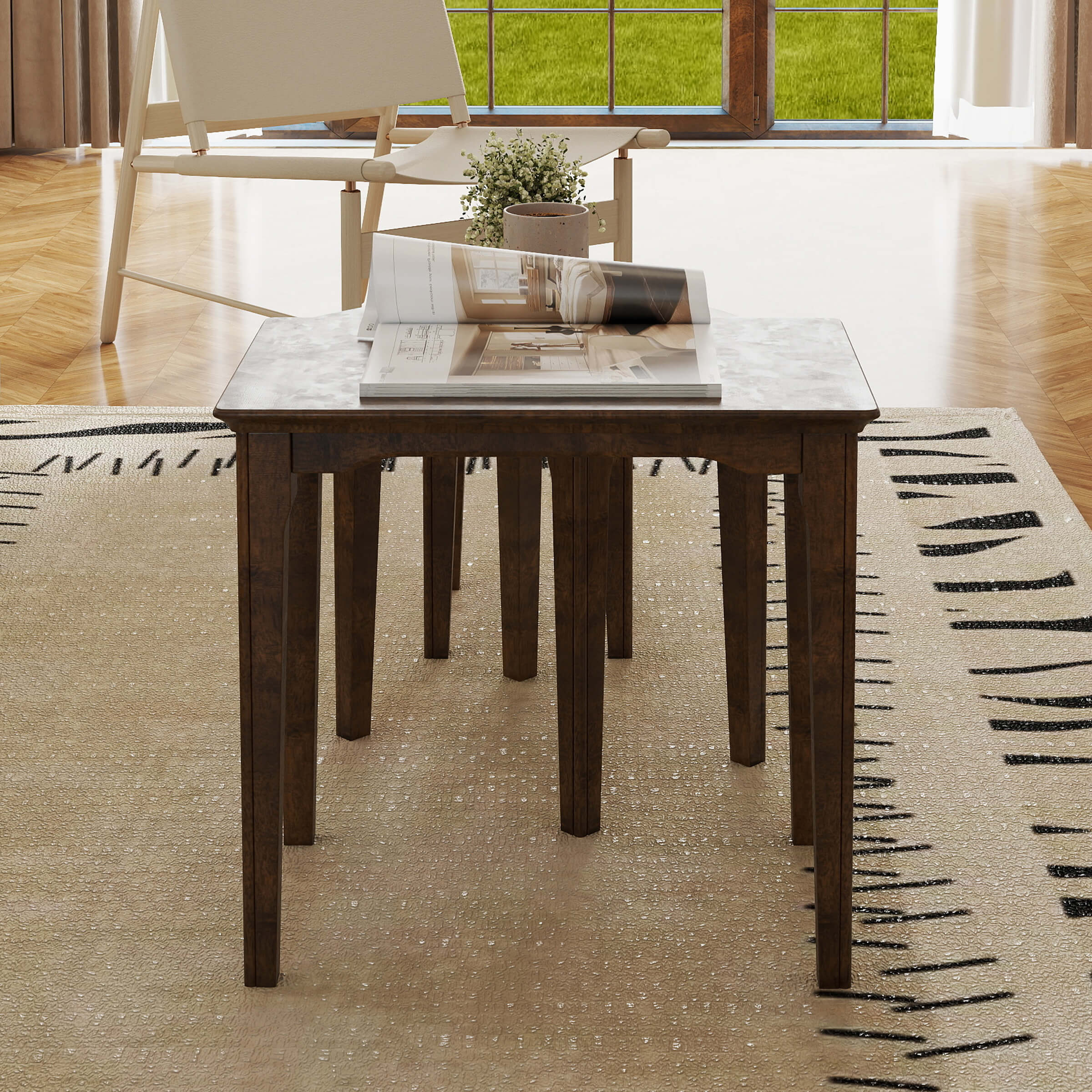 Kmax Solid Wood Rectangular Nesting Side Coffee Tables Set of 3 - 0002ST