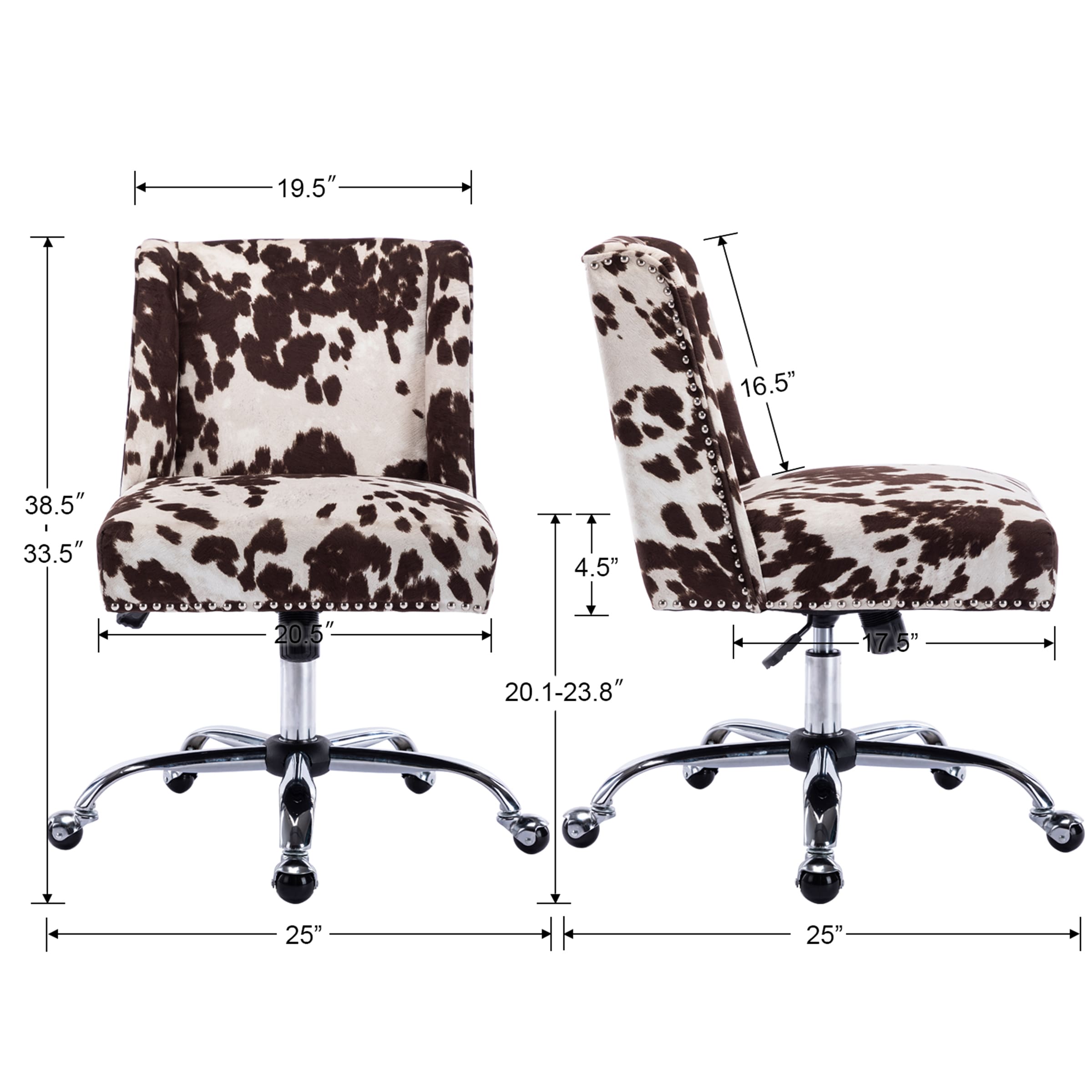 Kmax Swivel Cow Print Home Office Chair - 9024OC