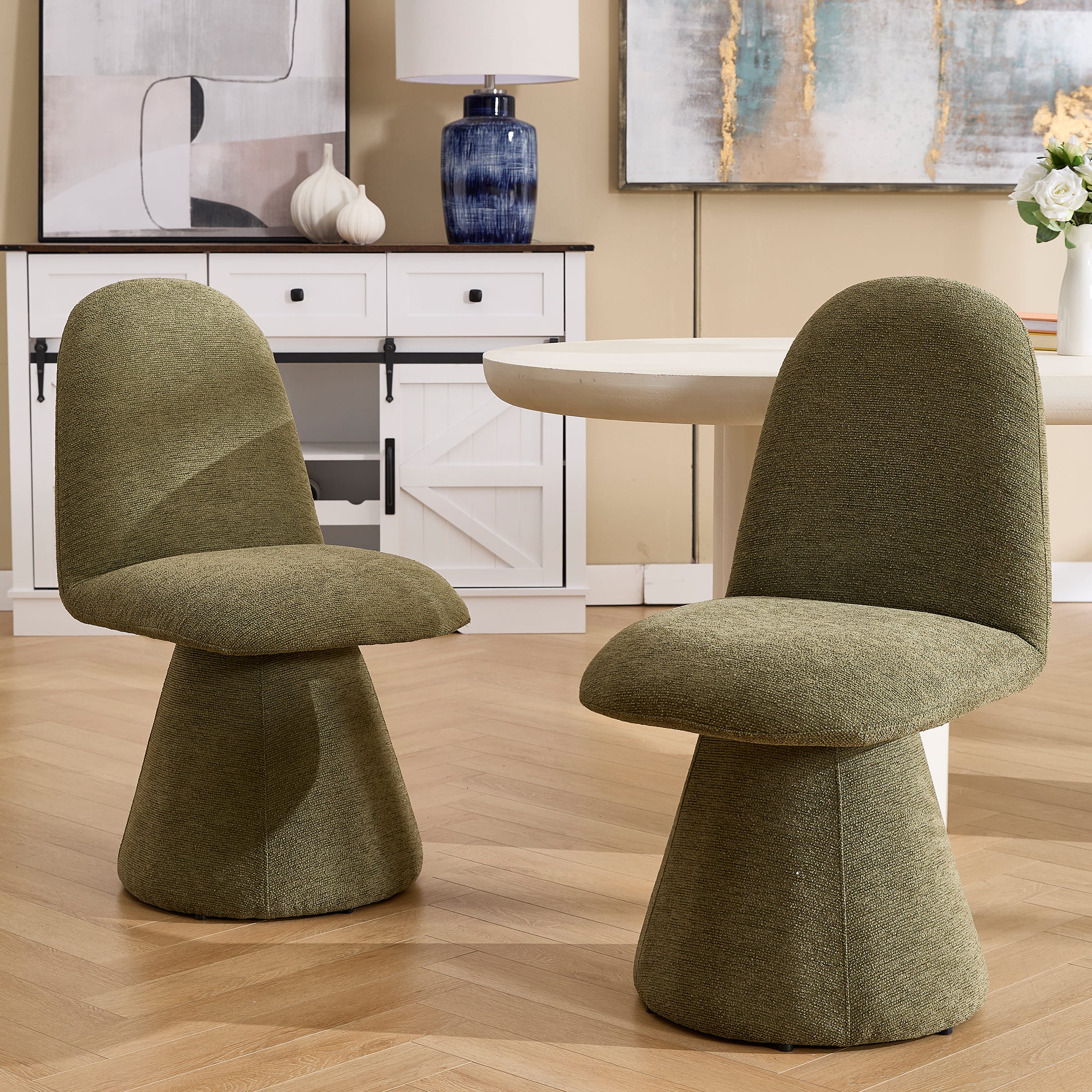 ROCITY Swivel High Back Dining Chairs Set of 2 - 3166DC