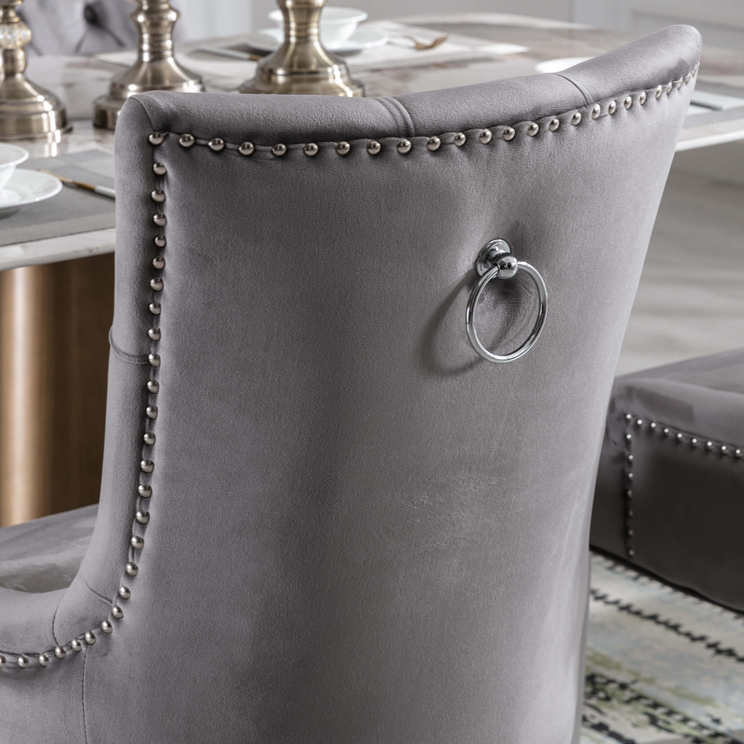 Kmax Tufted Velvet Kitchen Chairs Set of 2 - 8338DC