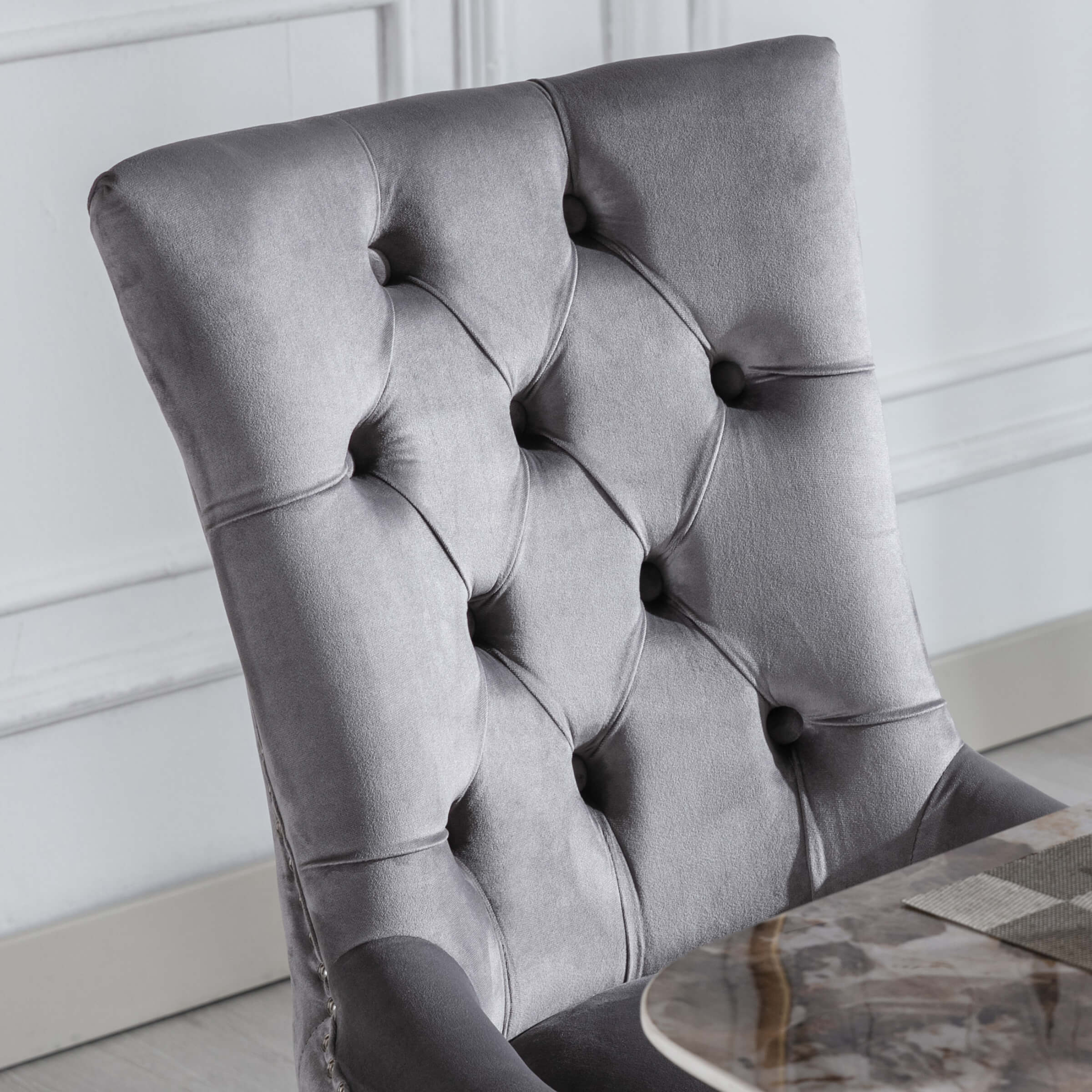 Kmax Tufted Velvet Kitchen Chairs Set of 2 - 8338DC