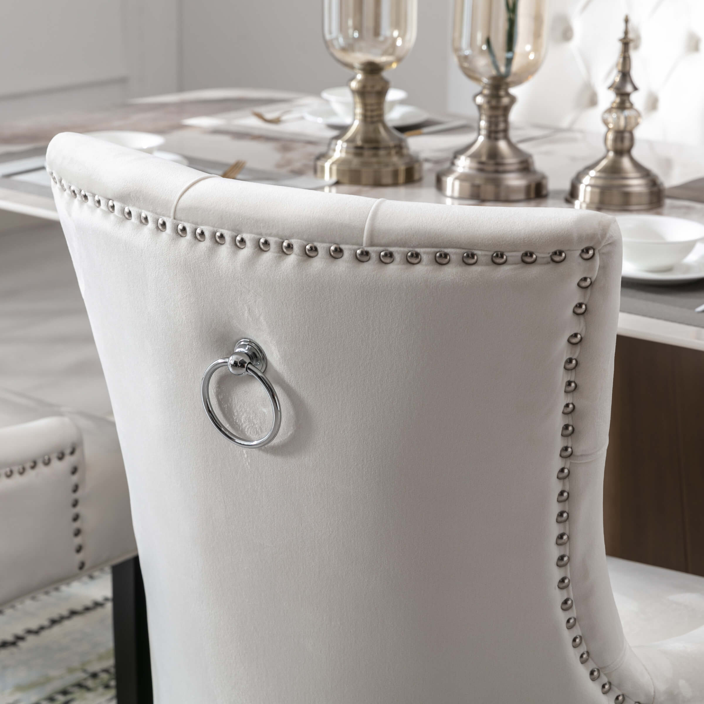 Kmax Tufted Velvet Kitchen Chairs Set of 2 - 8338DC