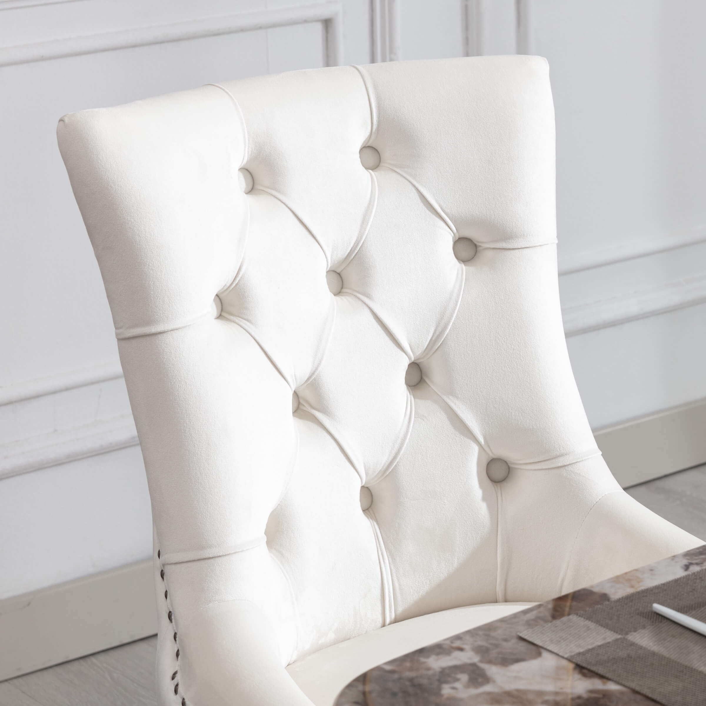 Kmax Tufted Velvet Kitchen Chairs Set of 2 - 8338DC