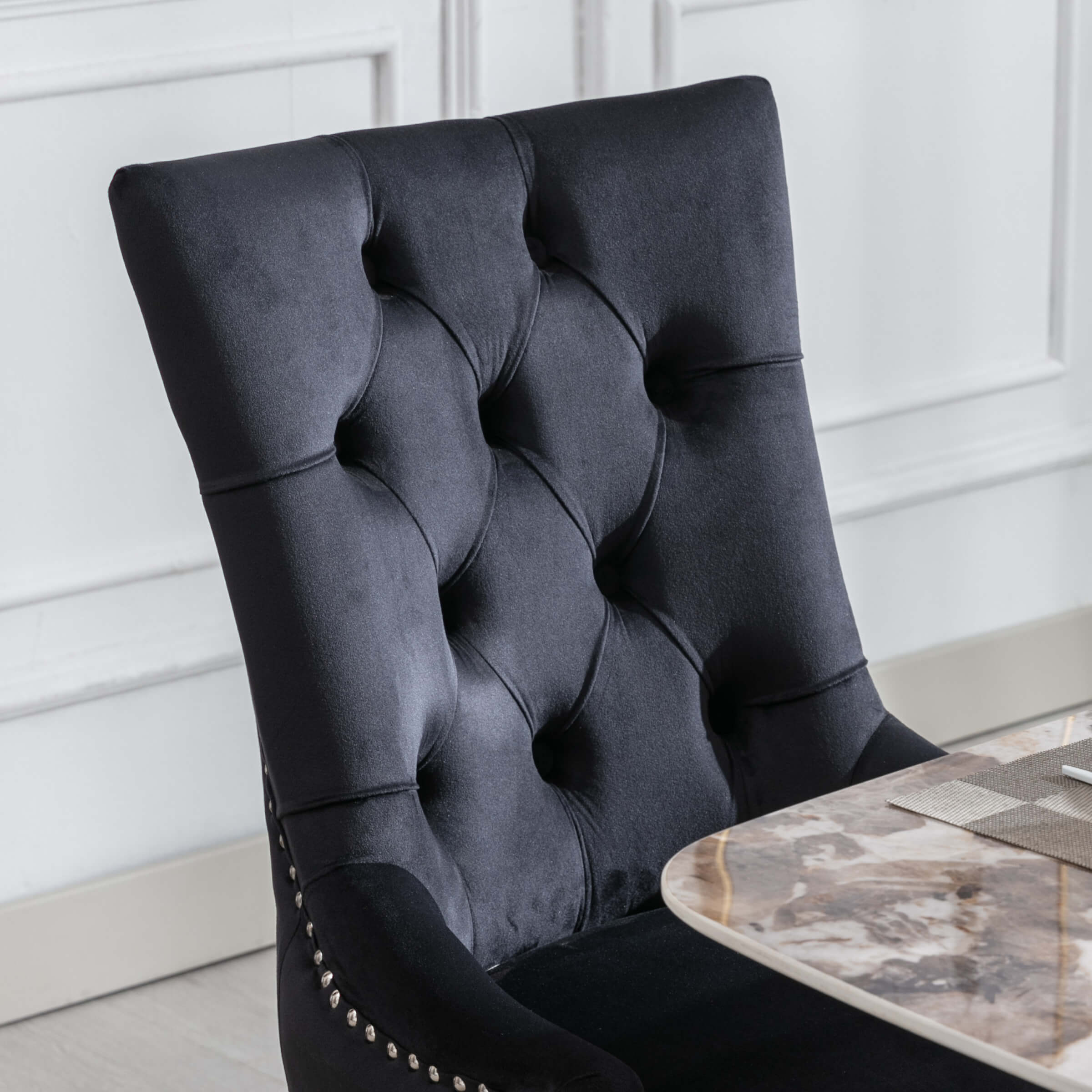 Kmax Tufted Velvet Kitchen Chairs Set of 2 - 8338DC