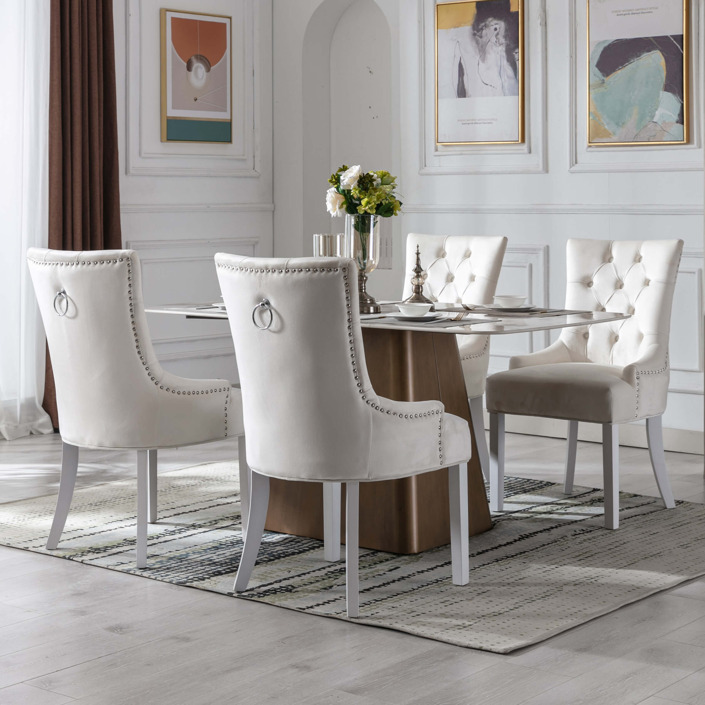 Tufted Velvet Kitchen Chairs Set of 2 - 8338DC