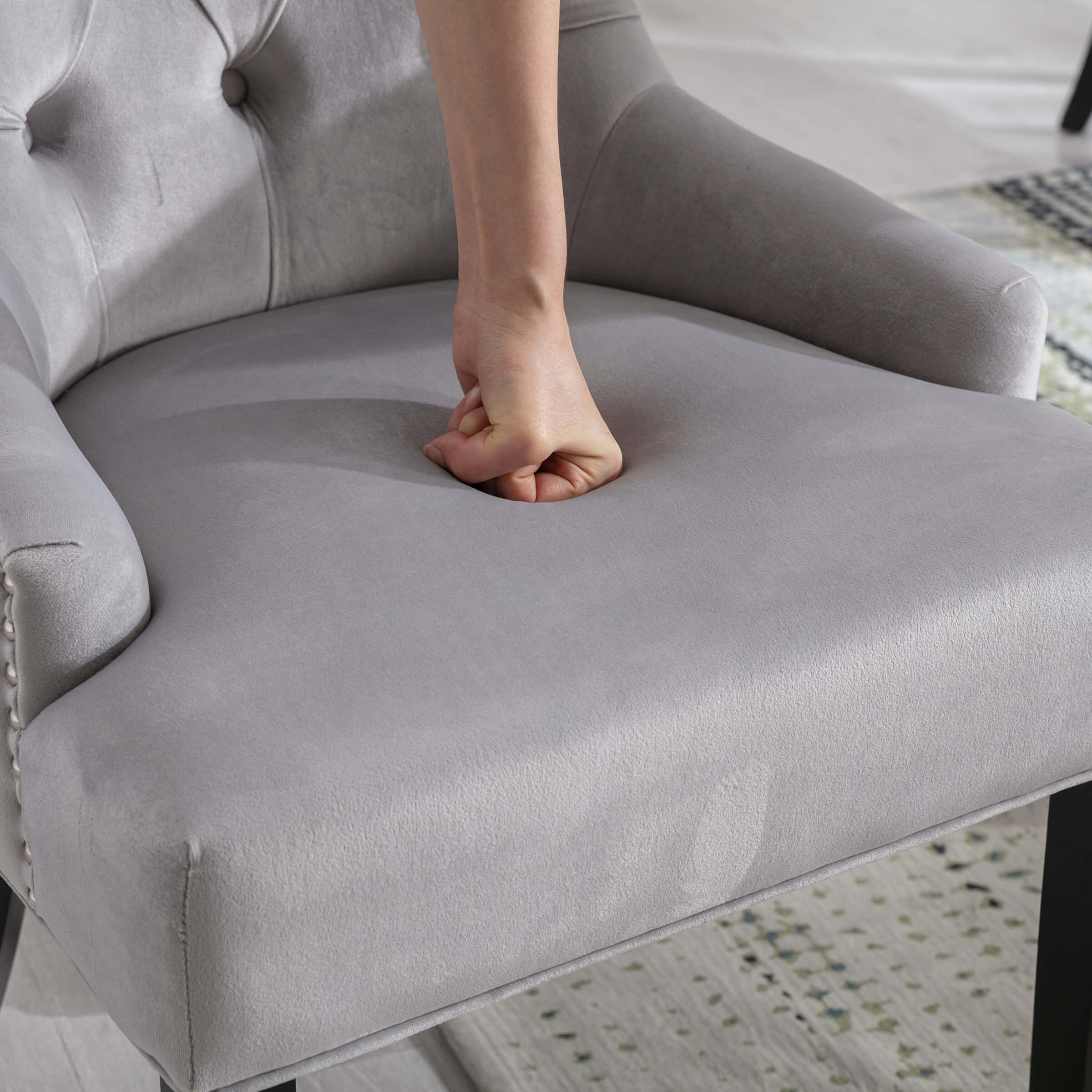 Kmax Tufted Velvet Kitchen Chairs Set of 2 - 8338DC