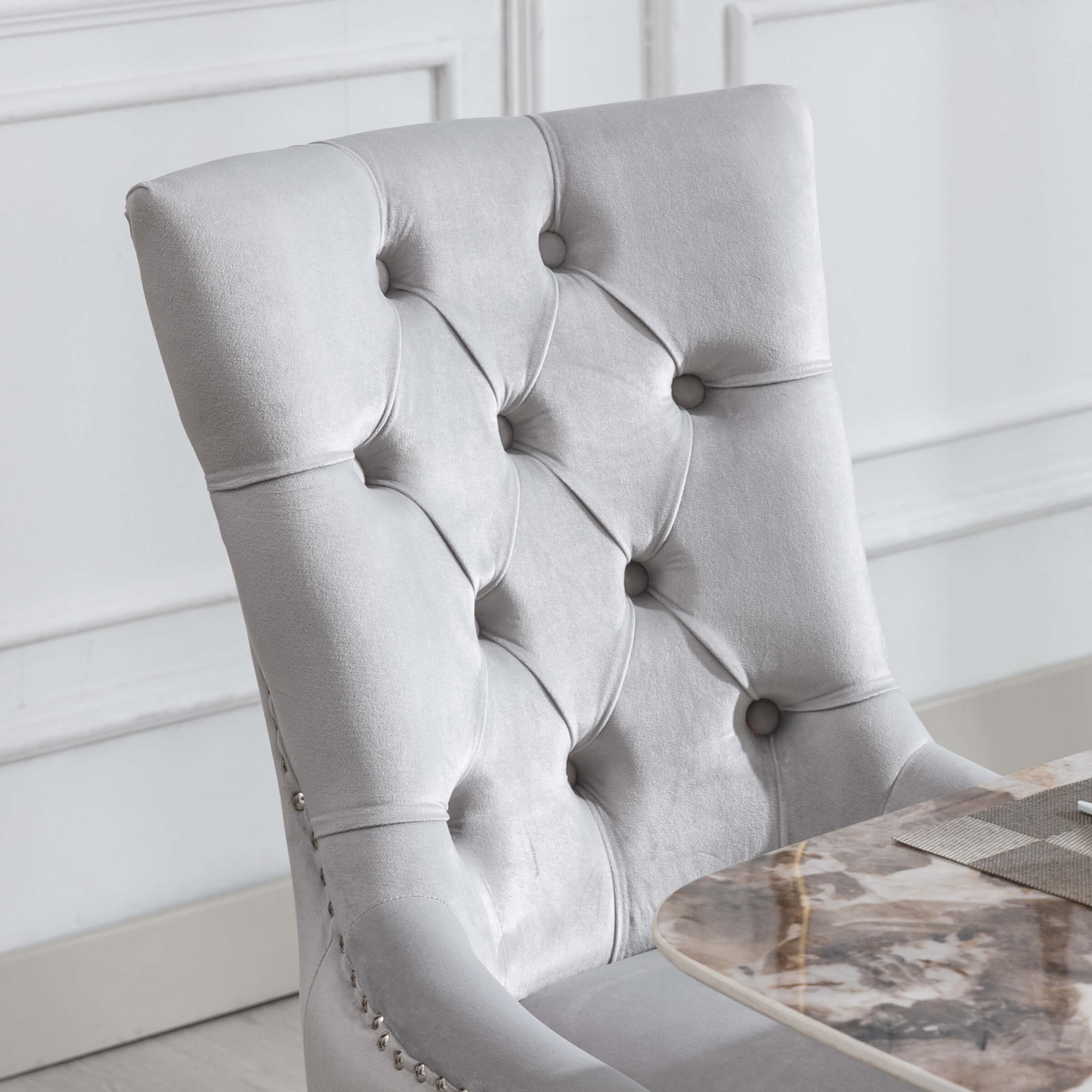 Kmax Tufted Velvet Kitchen Chairs Set of 2 - 8338DC