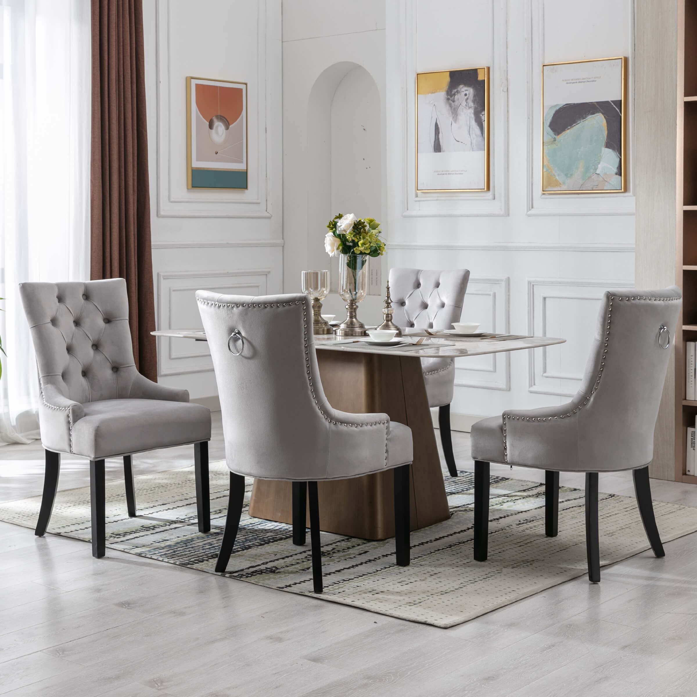 Kmax Tufted Velvet Kitchen Chairs Set of 2 - 8338DC