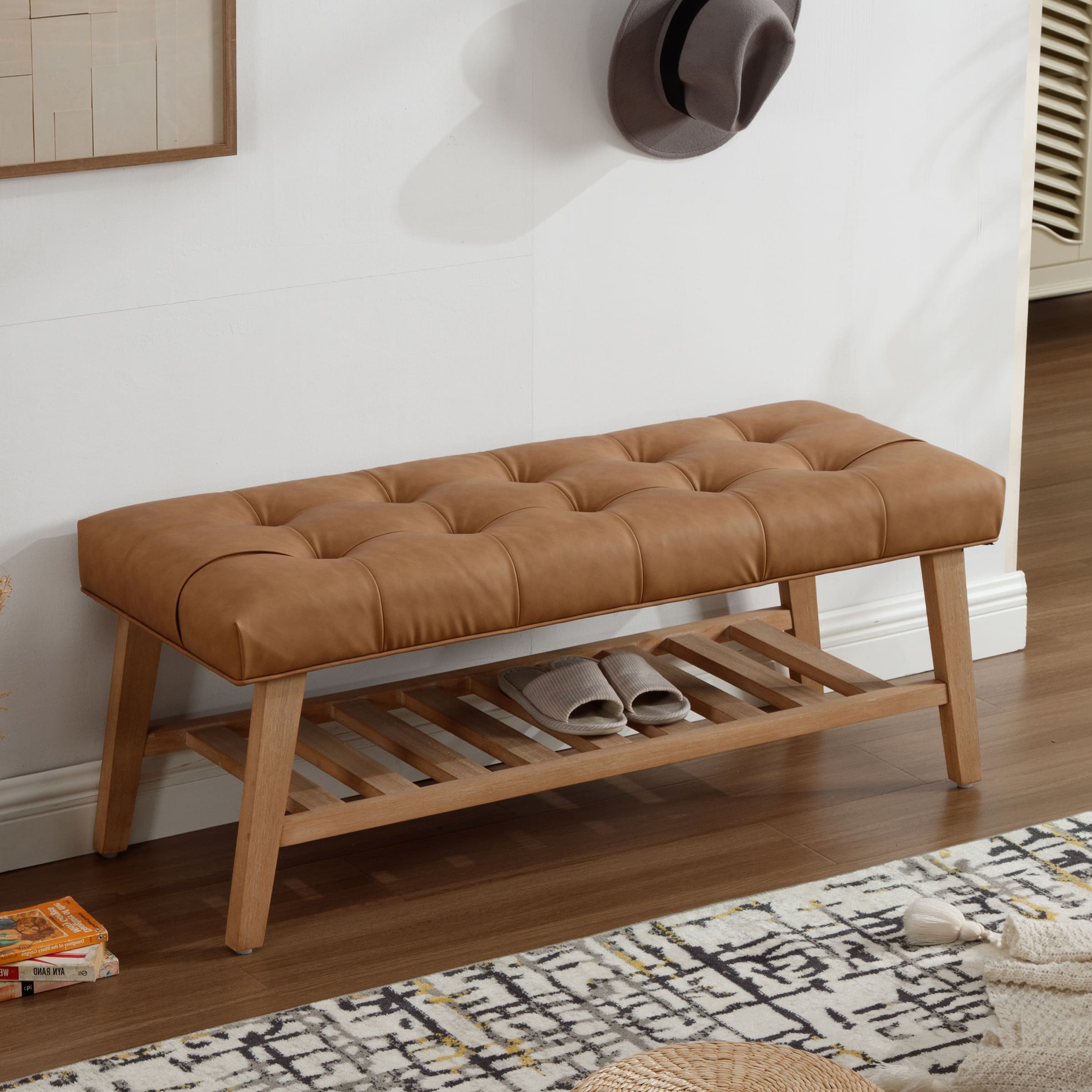 Kmax Tufted Upholstered Entryway Shoe Storage Bench - 2068BH